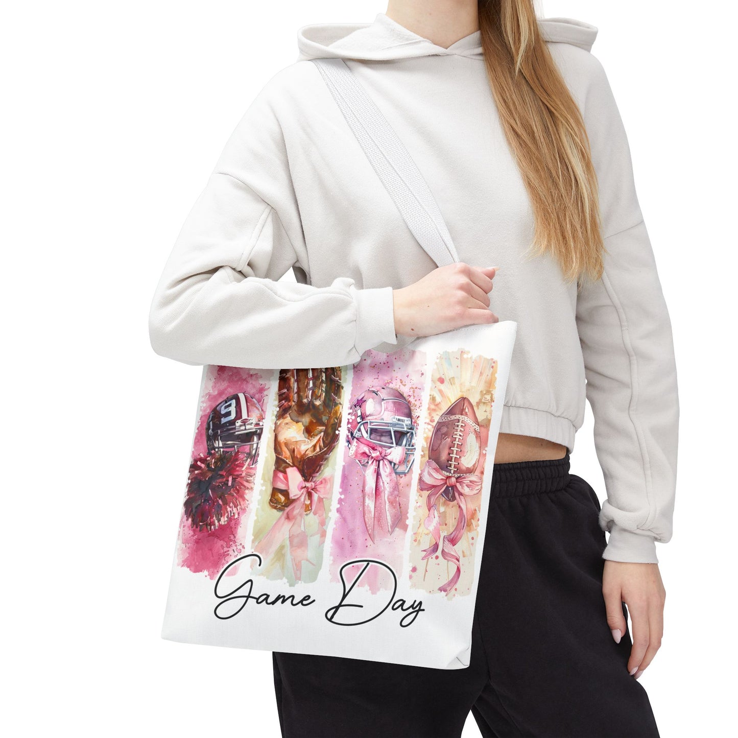 🏈 Game Day Pink Ribbon Tote Bag – Football & Pink Power 💖👜