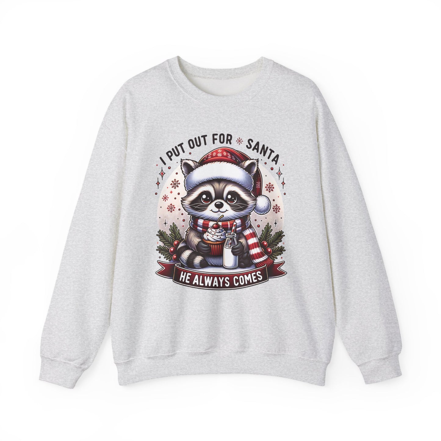 🎄🦝 “Naughty Raccoon Cocoa” Christmas Crewneck – Cute, Cozy & A Little Cheeky