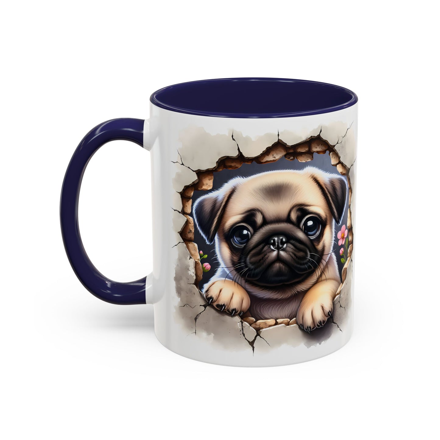 🐾💛 Pug Puppy Accent Mug – Cute Wrinkly Pug Coffee Cup ☕✨