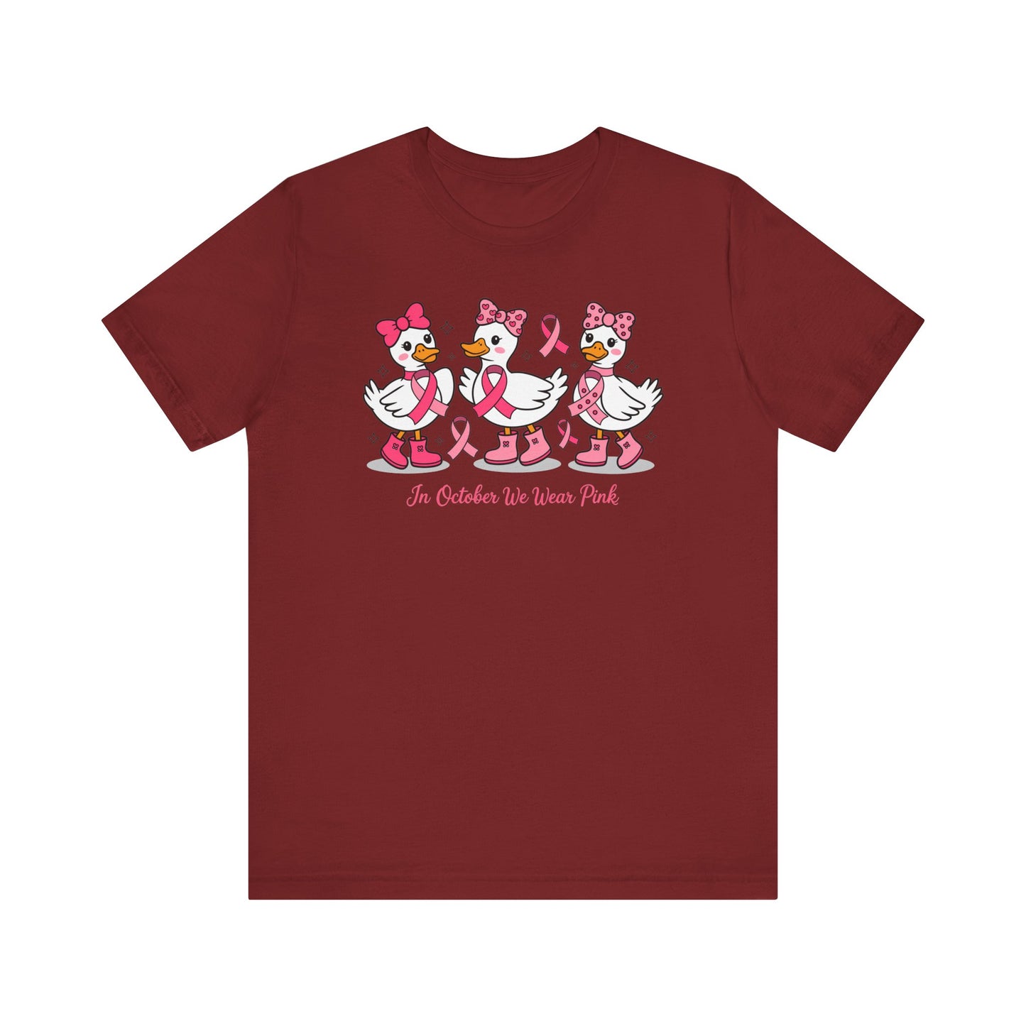 🎀🦆 In October We Wear Pink Duck T-Shirt – Cute Breast Cancer Awareness Tee 💖✨