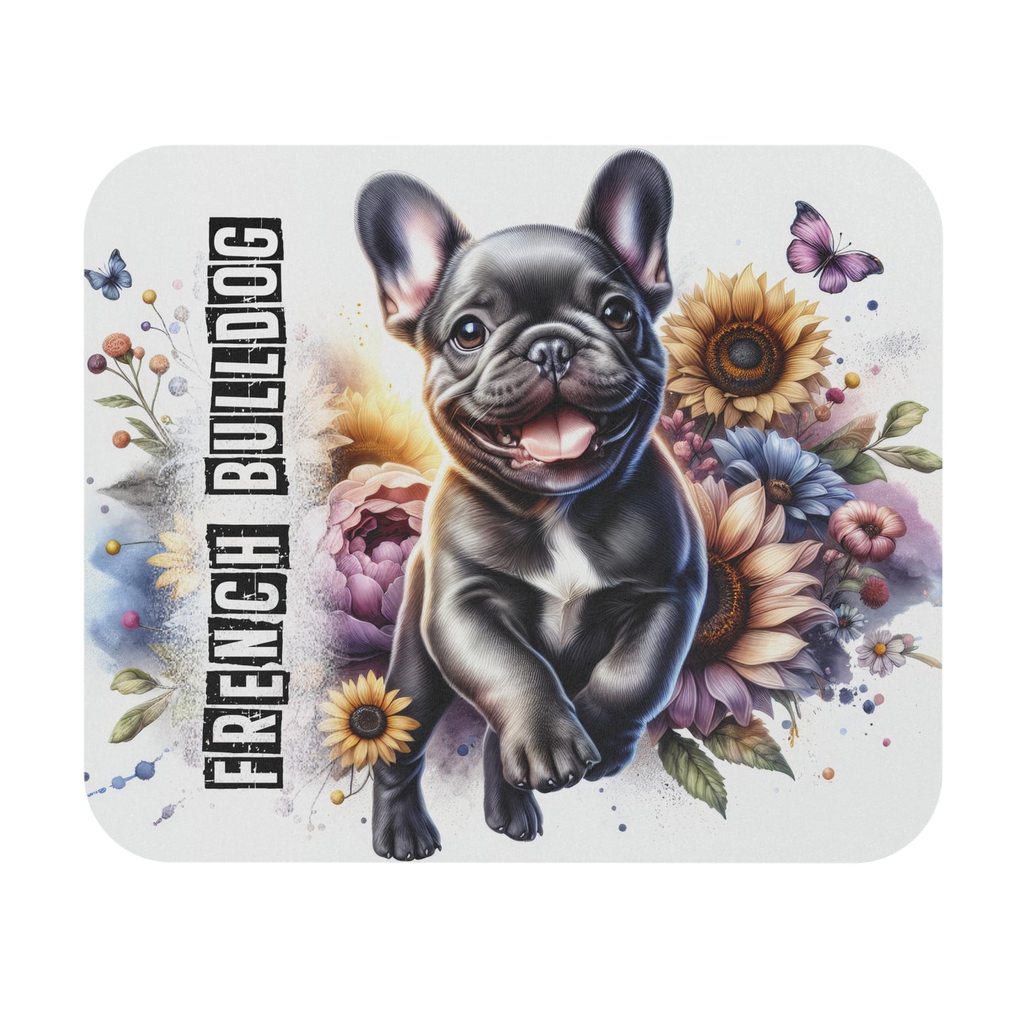 🖱️🐾🌻 French Bulldog Mouse Pad – Frenchie Pup with Sunflowers Desk Art