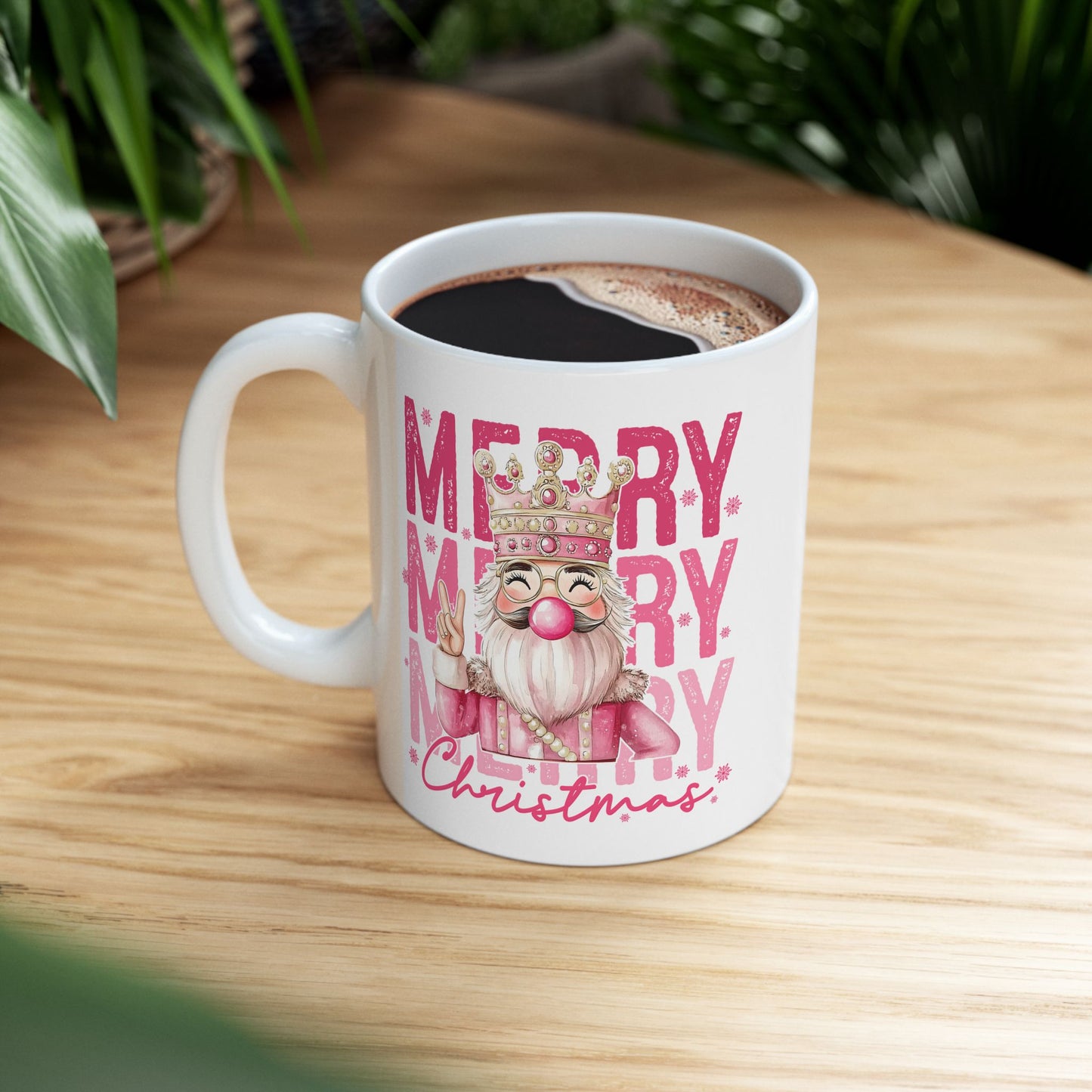🎅💖 Pink Santa Christmas Mug – Merry Vibes with a Sparkly Twist 🎄✨