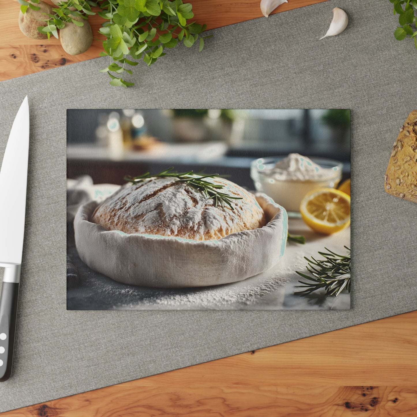 🍋🌿 Rustic Kitchen Bread & Herbs Cutting Board – Freshly Baked Charm for Your Kitchen 🍞