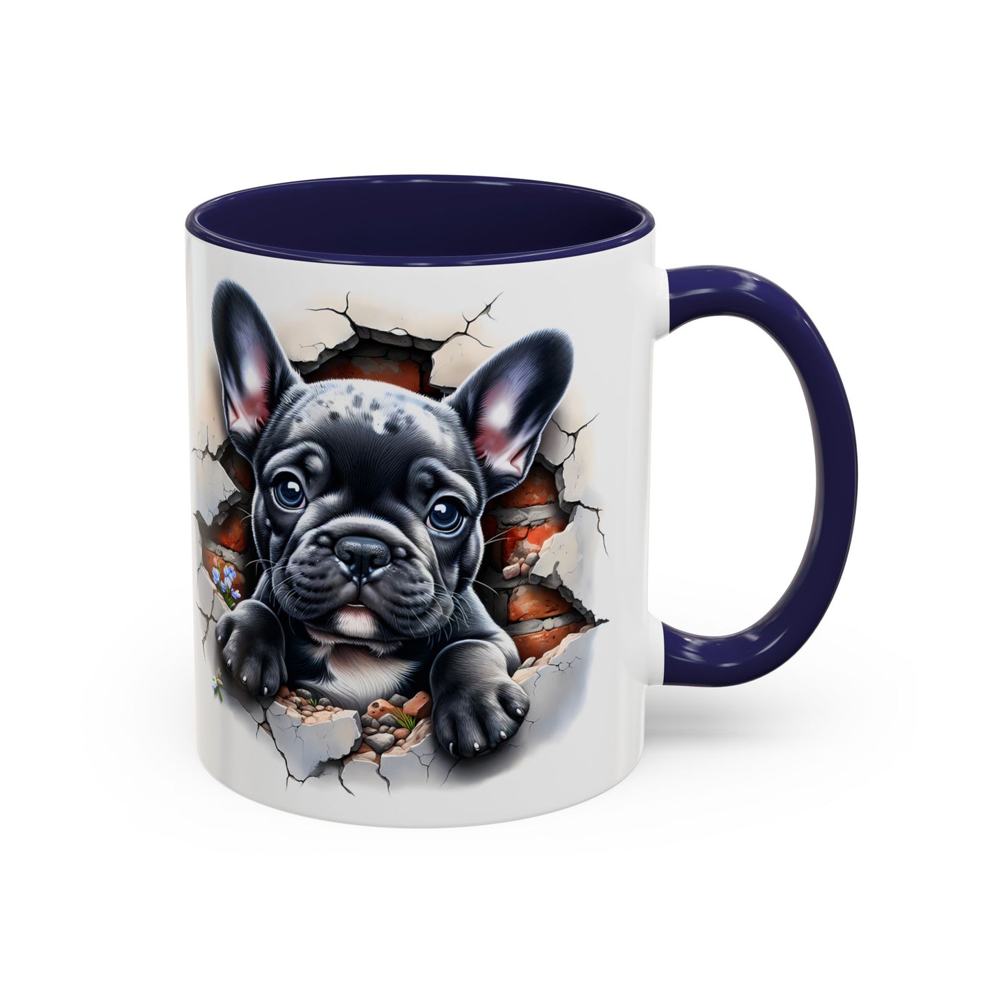 🐾🖤 Black French Bulldog Puppy Accent Mug – Cute Peek-Through Cup for Dog Lovers ☕✨