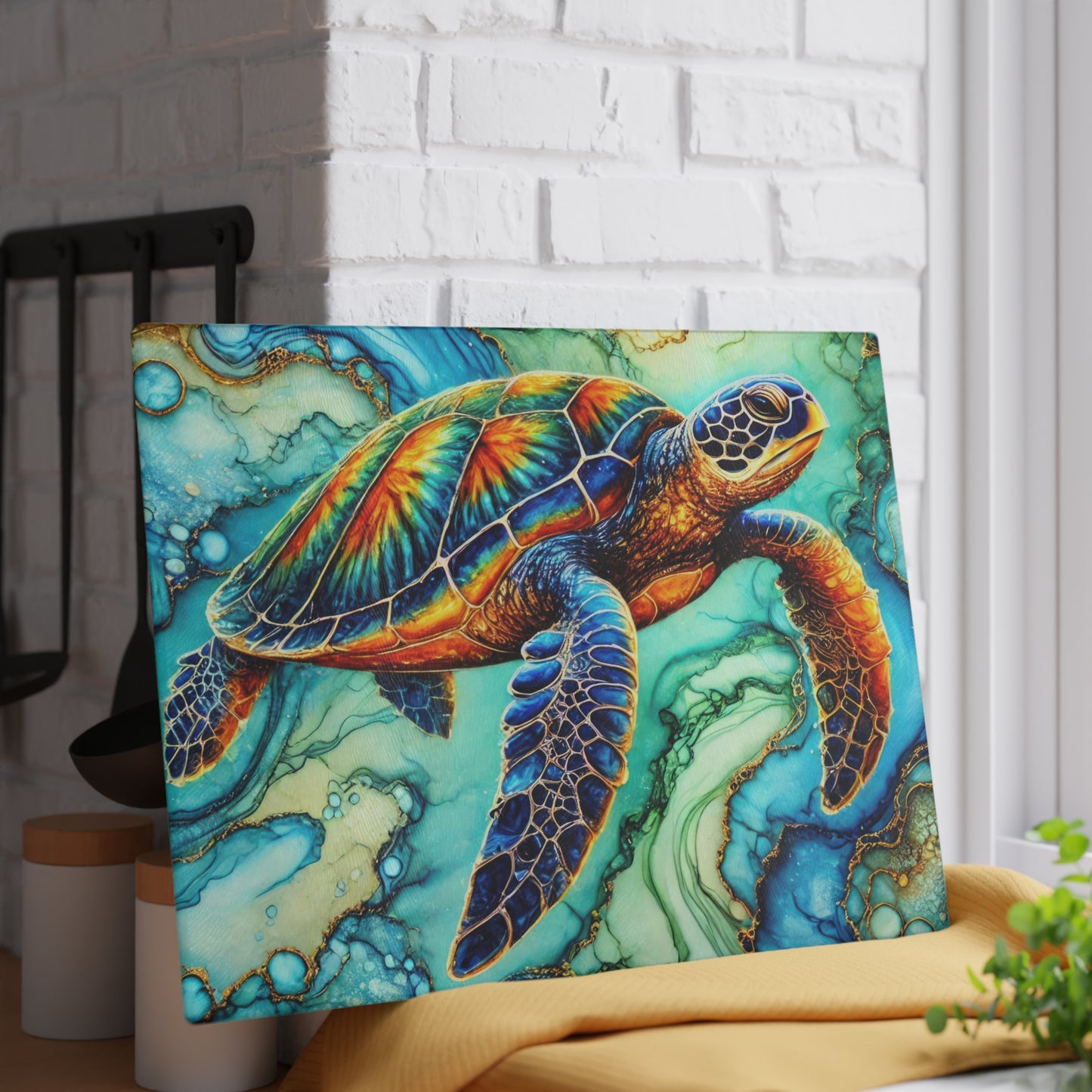 Tabla de cortar de tortuga marina, tabla de charcutería, regalo de inauguración de la casa, regalos de cocina, cocina costera, casa de playa, vida marina, cocina de vida marina