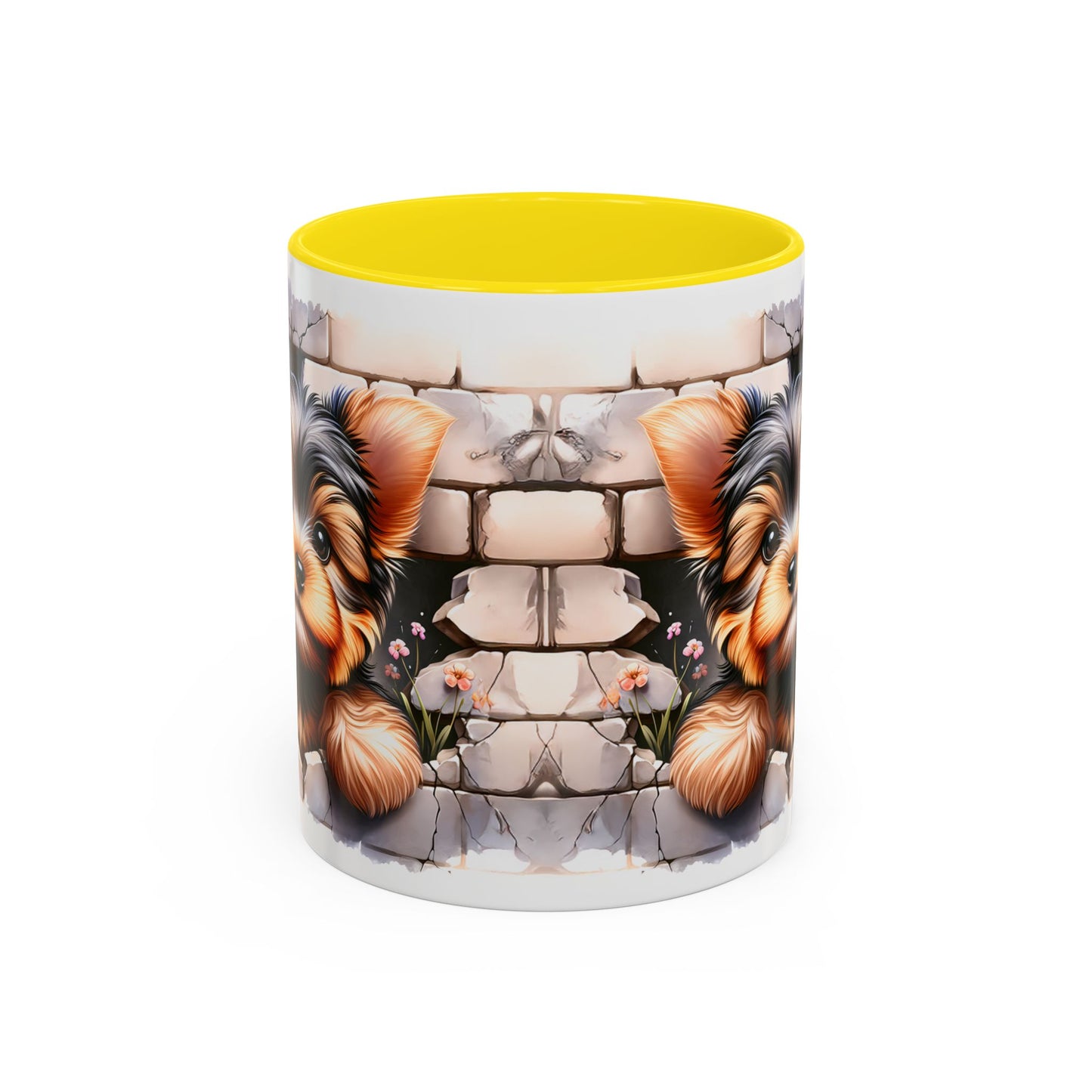 🎀🐶 Yorkie Puppy Accent Mug – Cute Peek-Through Dog Design for Animal Lovers ☕💖