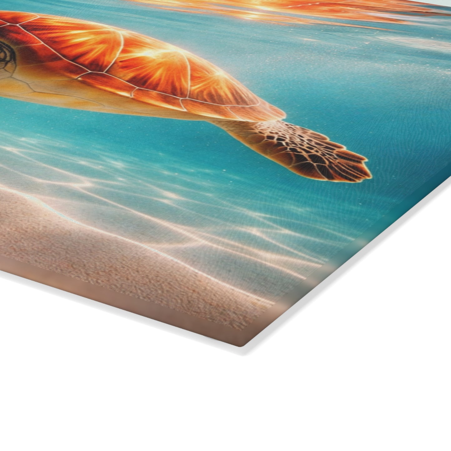 Grace of the Sea Glass Cutting Board – Serene Sea Turtle Ocean Artwork