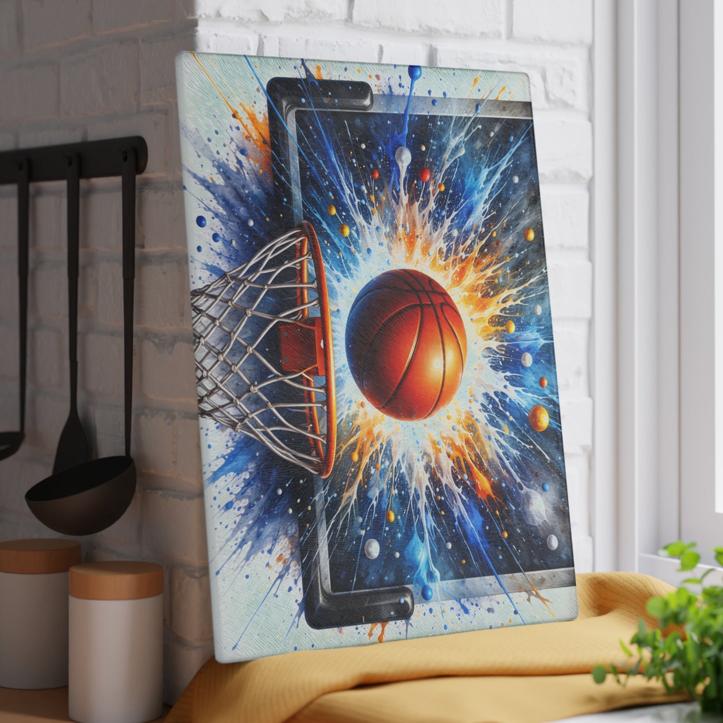 Basketball Splash Art Cutting Board – Slam Dunk Style for Your Kitchen