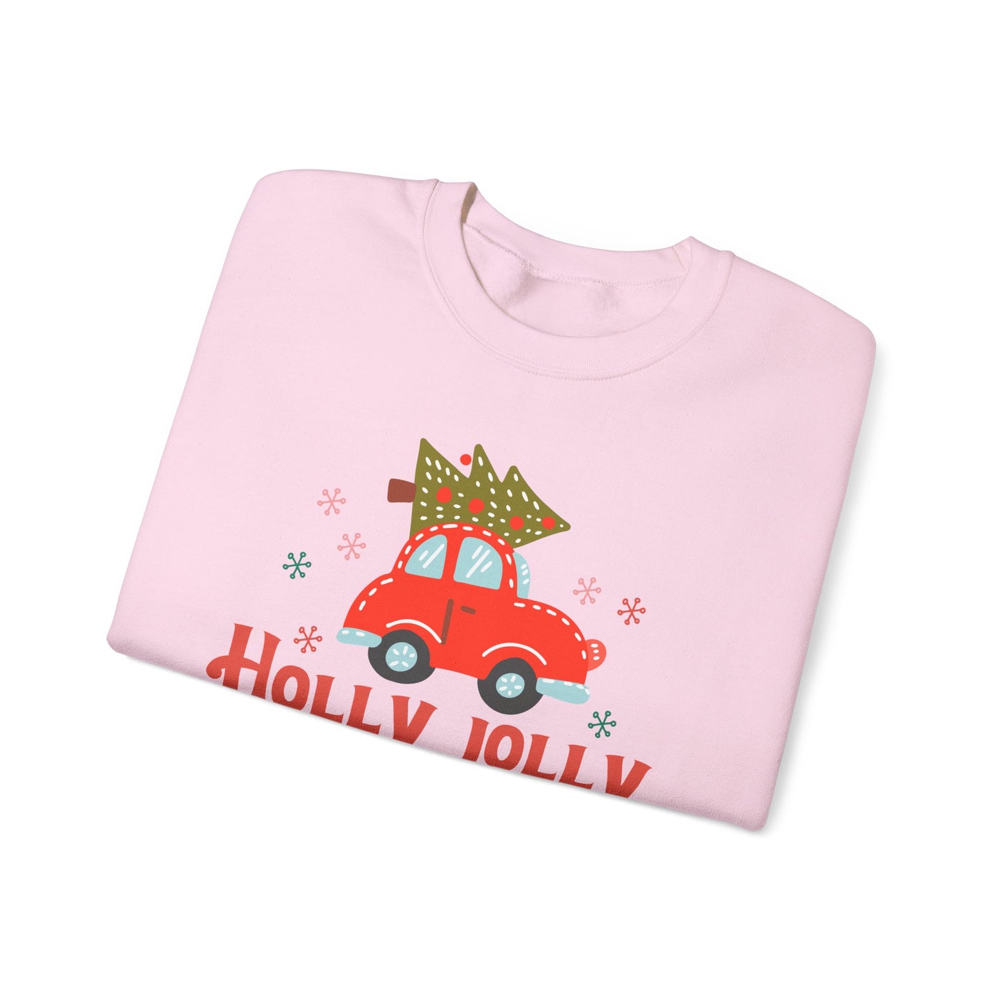 🎄🚗 Holly Jolly Vibes Crewneck – Cute Red Car & Tree Graphic