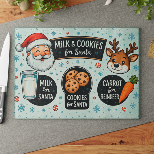 🎅🥛 Milk & Cookies for Santa Cutting Board – Holiday Eve Tradition Tray 🍪🦌