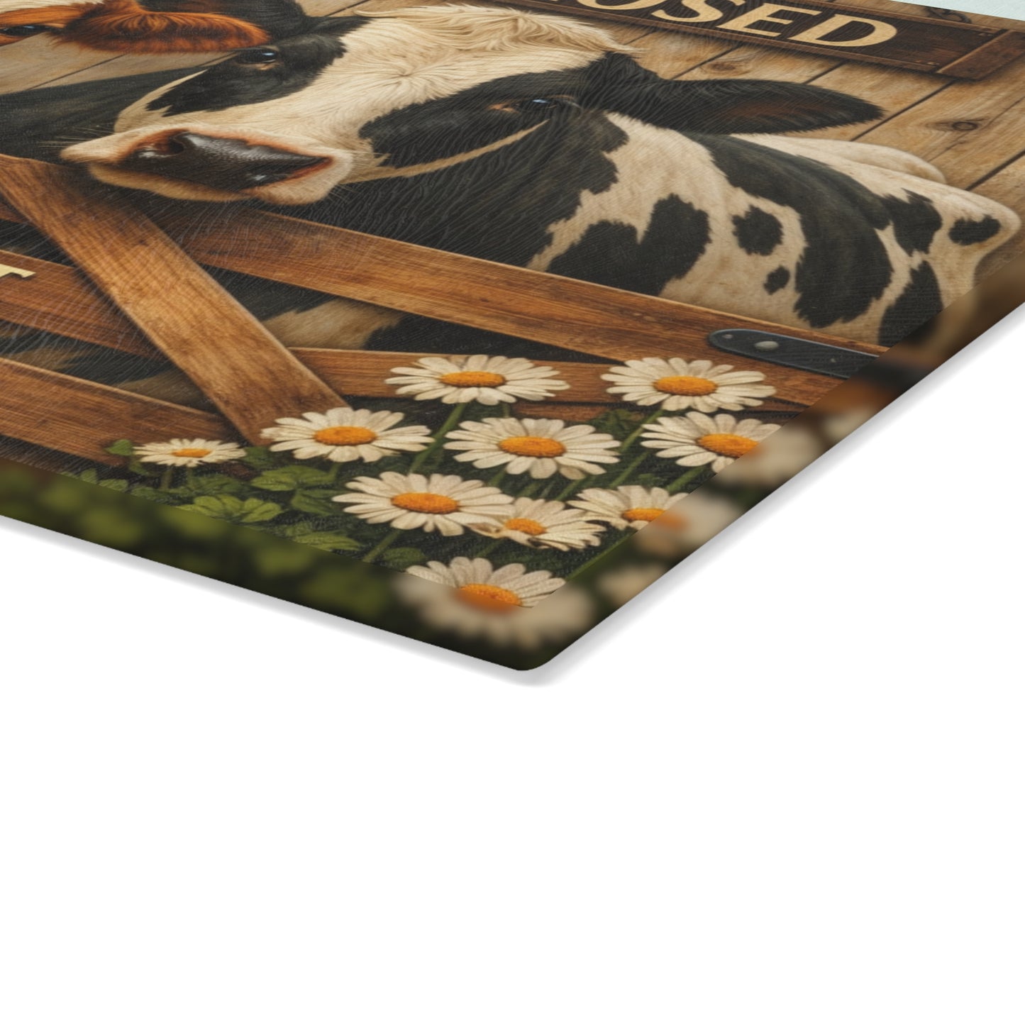 Keep Gate Closed Cow Glass Cutting Board – Funny Farmhouse Kitchen Decor