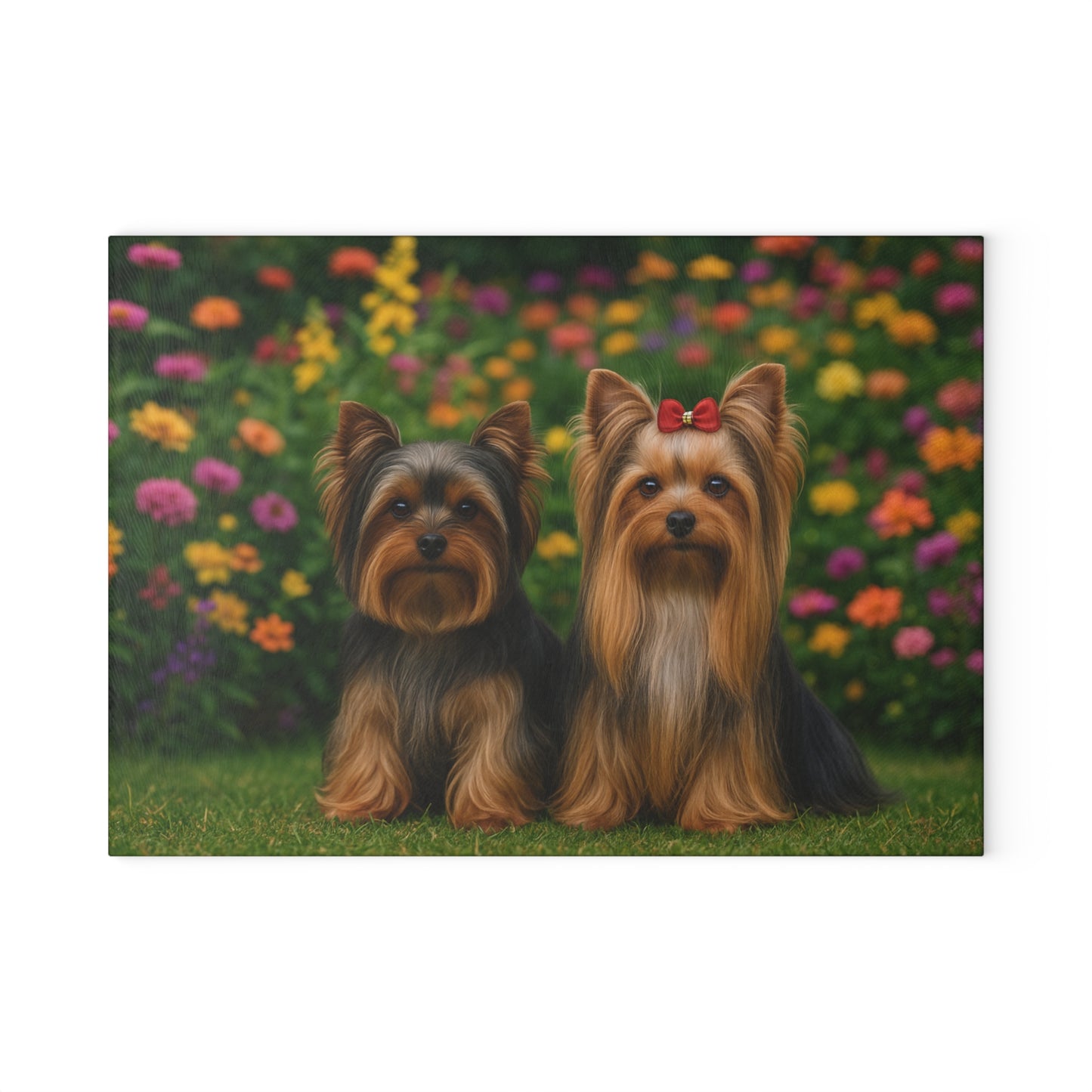 🐕🌸 Yorkie Garden Pair Cutting Board – Blooming Beauty for Your Kitchen 🌼