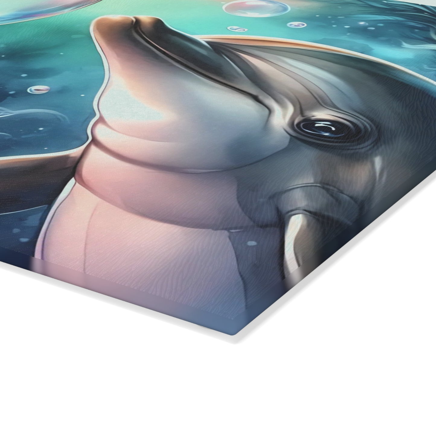 Tabla de cortar con diseño de delfín, vidrio templado con vibrantes escenas de delfines, regalo para chef, regalo para ella, regalo de boda o inauguración de la casa.