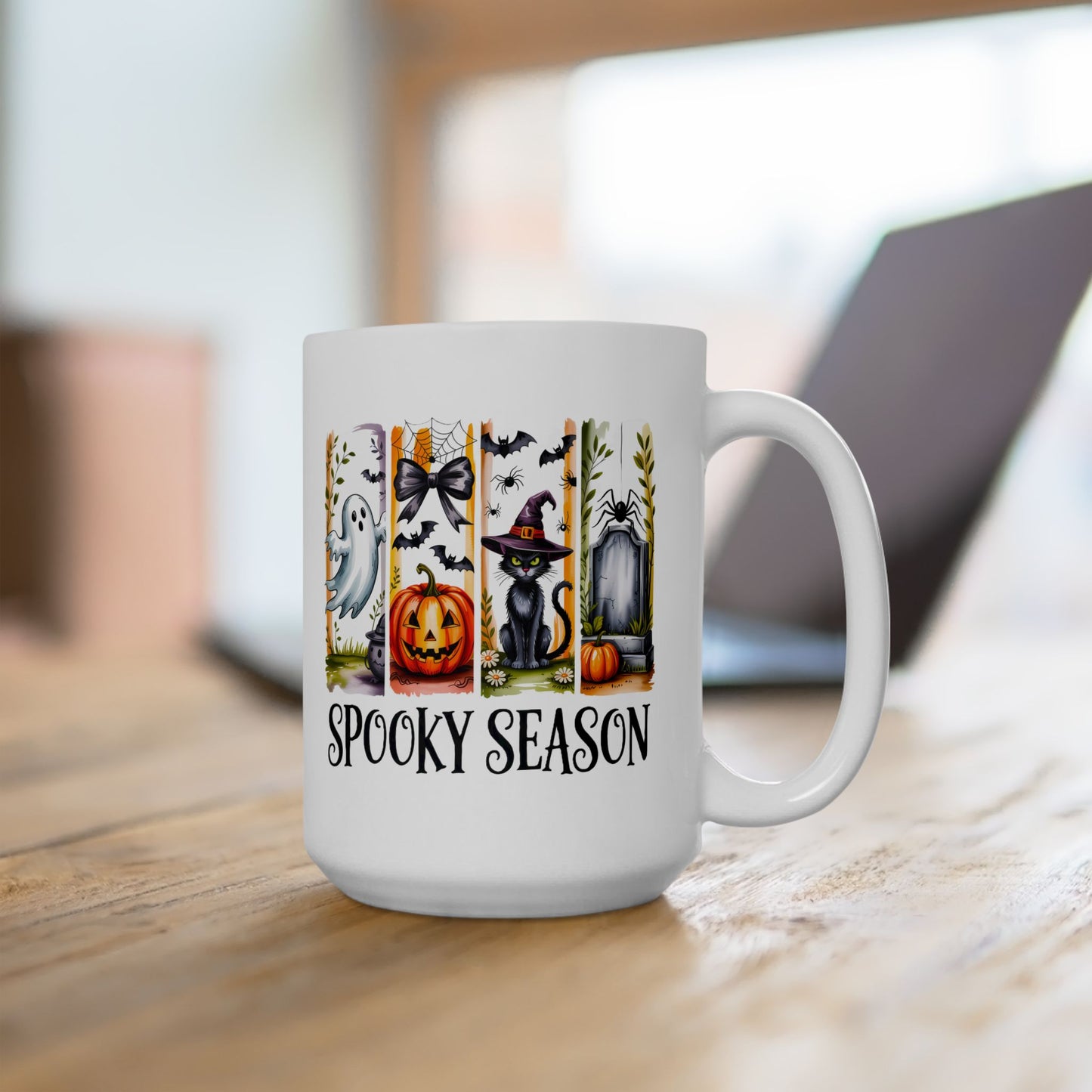 🎃 Spooky Season Mug – Cute Halloween Cat, Ghosts & Pumpkins 👻
