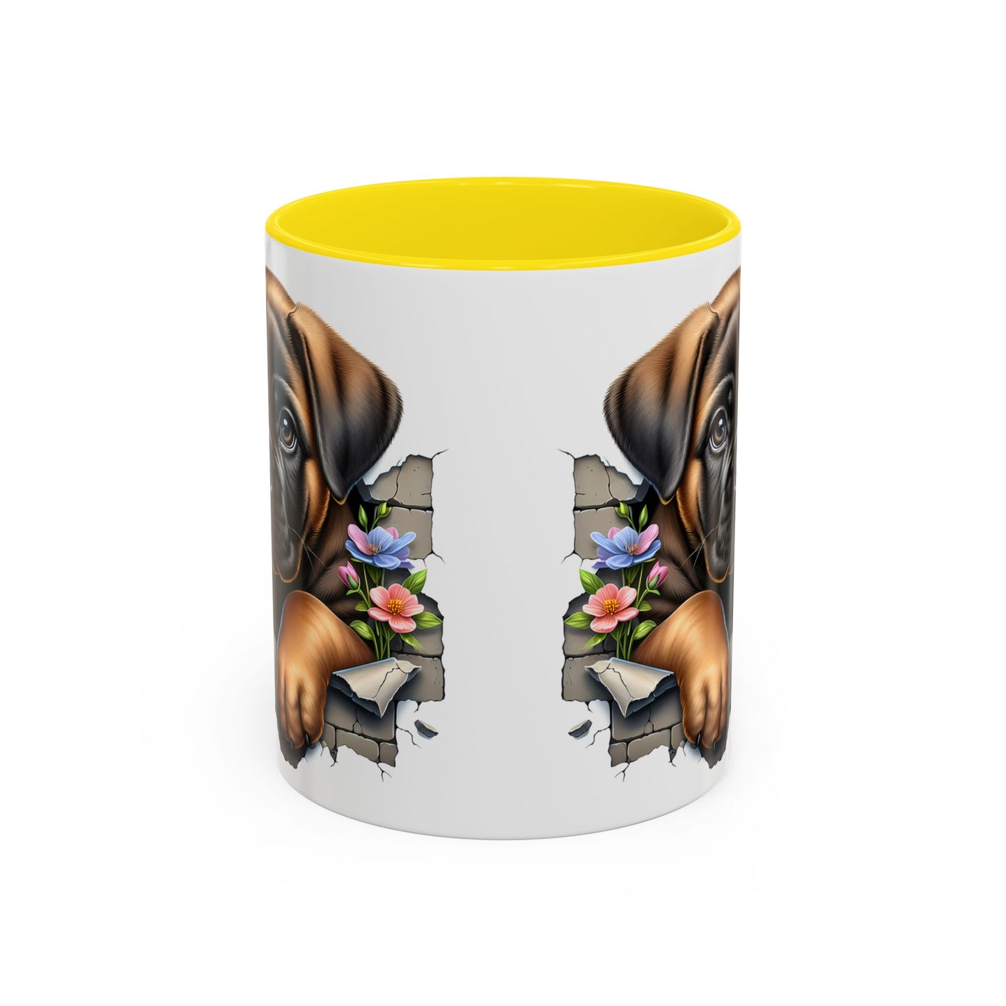 🧡 Boxer Puppy Accent Mug – Adorable Peek-Through Cup for Dog Lovers