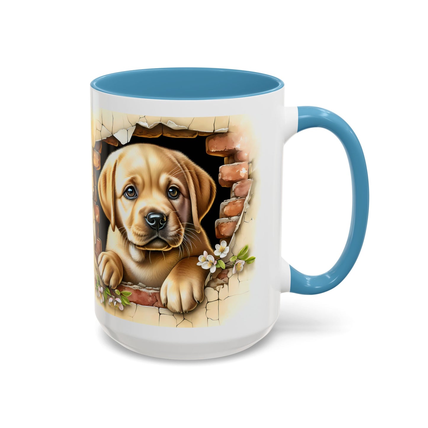 🐶☕ Labrador Puppy Peek Accent Mug – Sweet Yellow Lab Lover Gift ✨💛