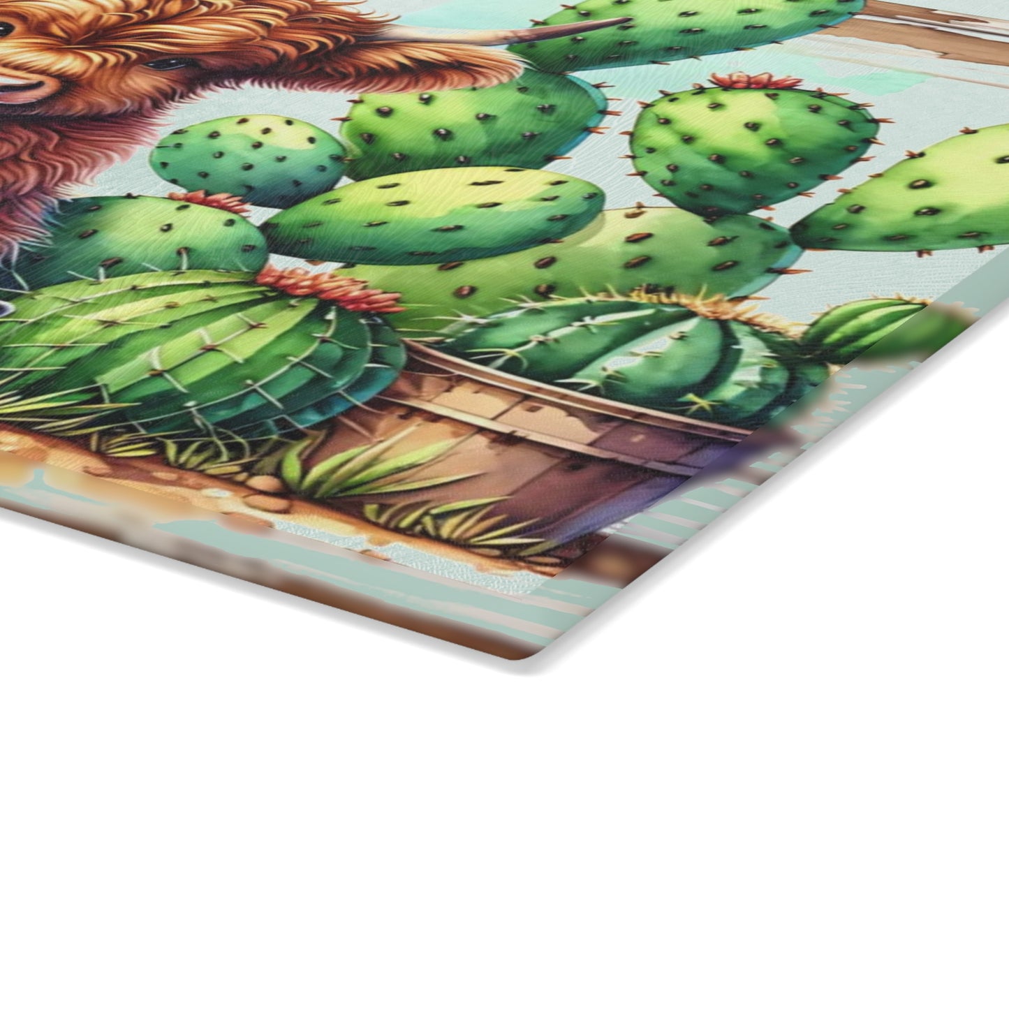 🌵🐮 Highland Cow & Cactus Cutting Board – Rustic Western Charm for Your Kitchen 🤠✨