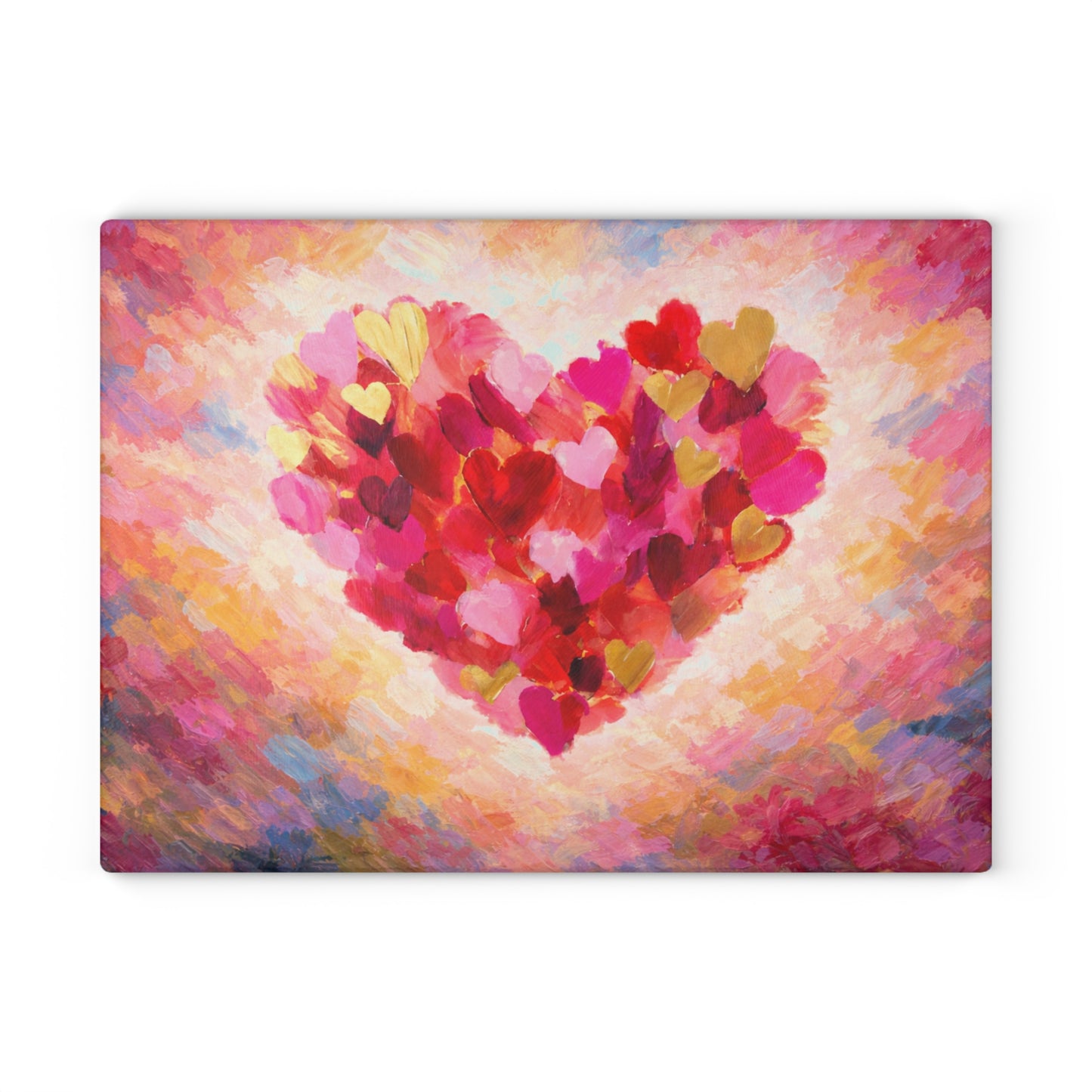 Abstract Heart Art Glass Cutting Board – Colorful Painted Love Kitchen Decor