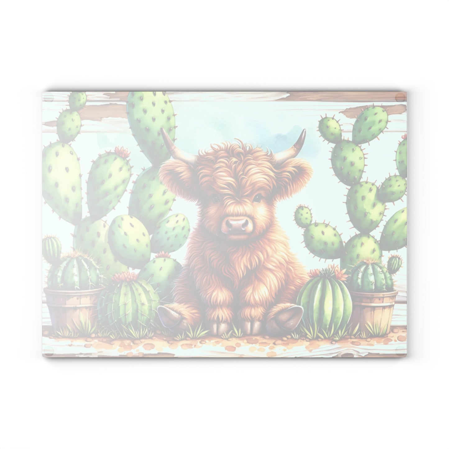 🌵🐮 Highland Cow & Cactus Cutting Board – Rustic Western Charm for Your Kitchen 🤠✨