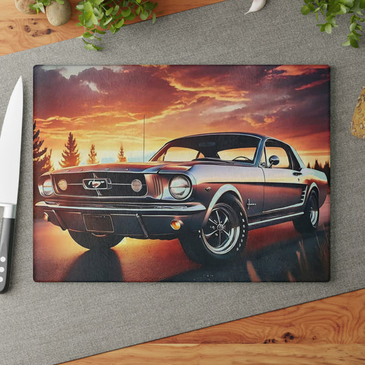 1960s Mustang Cutting Board, Classic Car Decor, Glass Cutting Board, Muscle Car Gift, Mustang Enthusiast, Vintage Car Kitchenware, Mustang