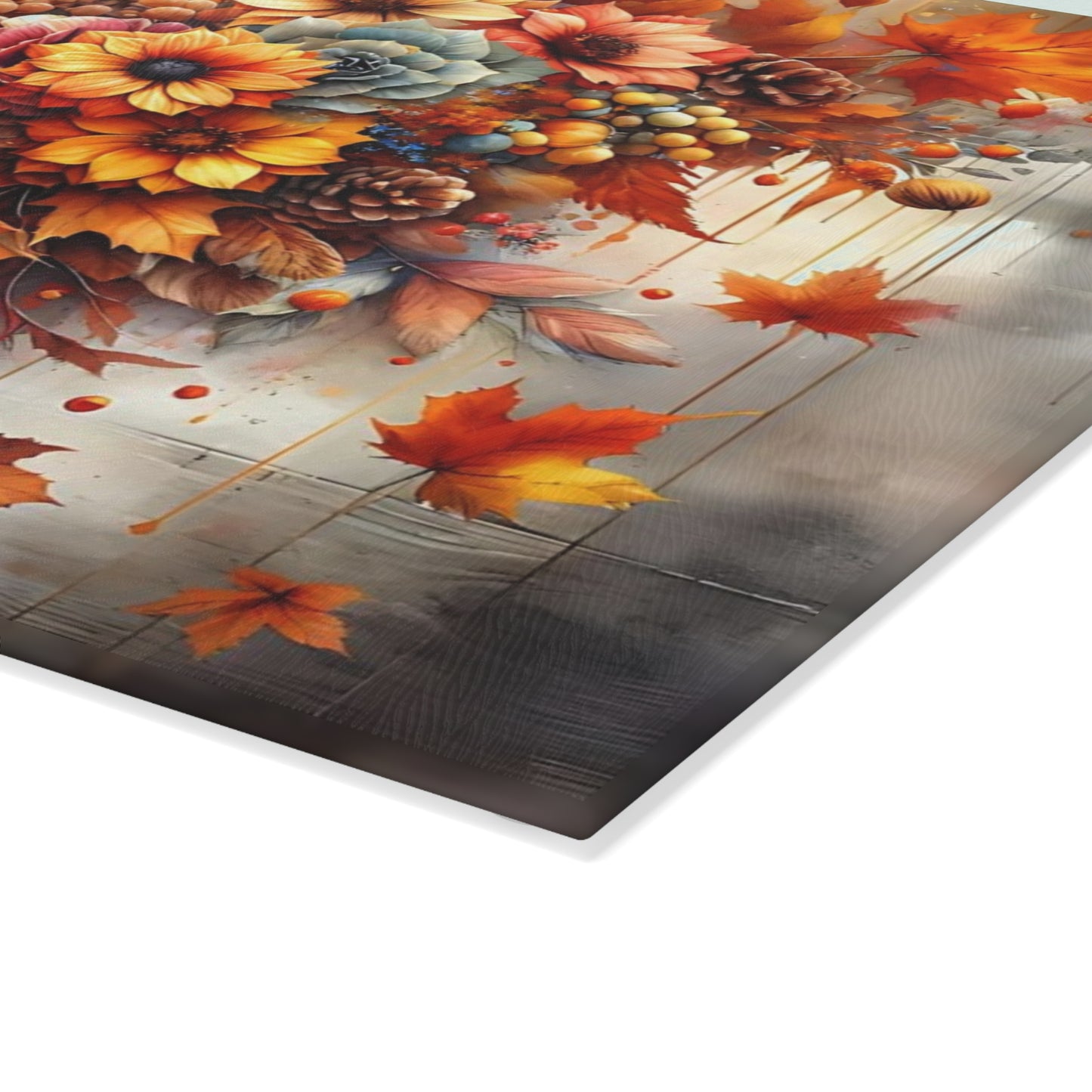 🍁🌻 Autumn Leaves & Blooms Cutting Board – Seasonal Elegance for Your Kitchen 🍂🌾
