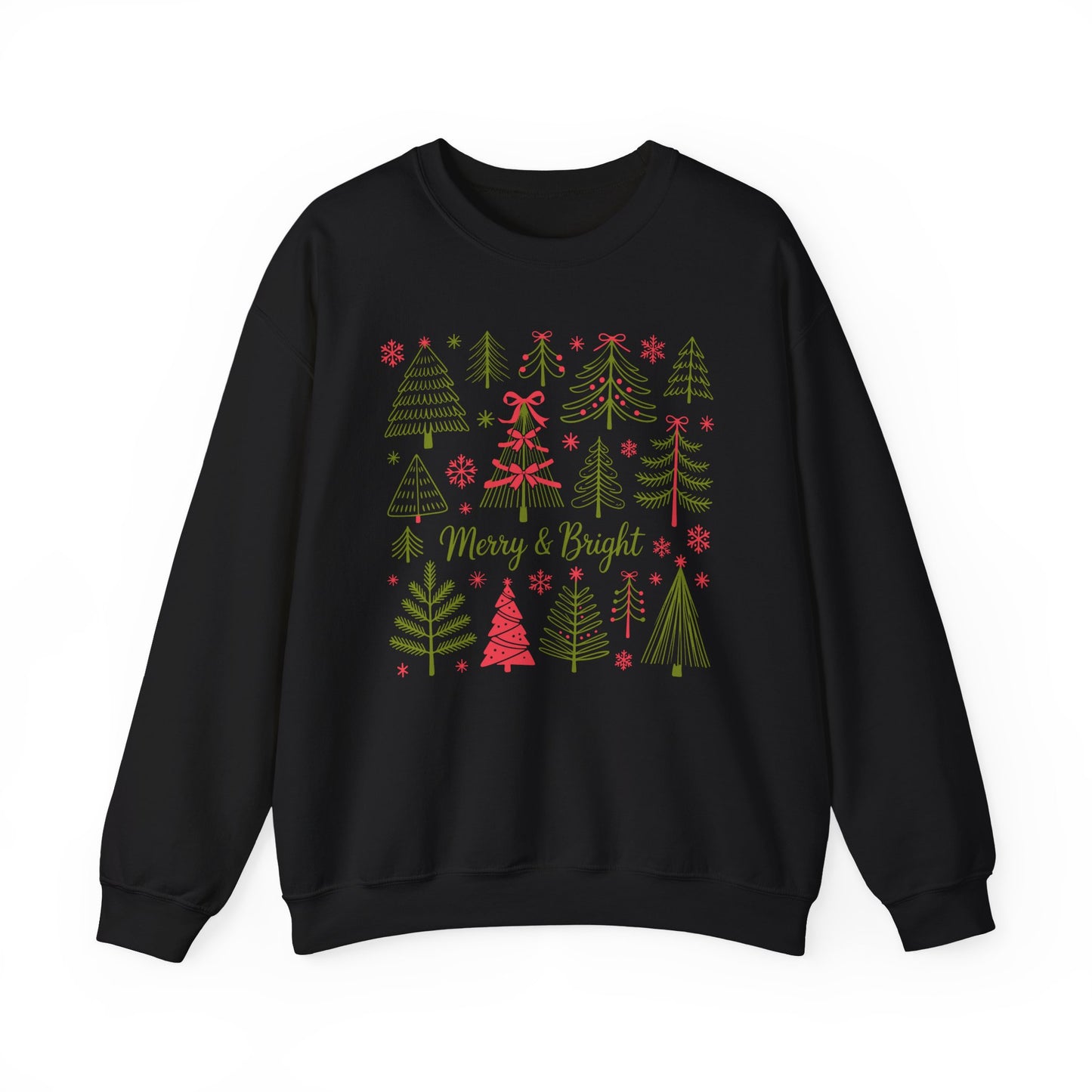 🎄✨ Merry & Bright Sweatshirt – Whimsical Holiday Forest Vibes