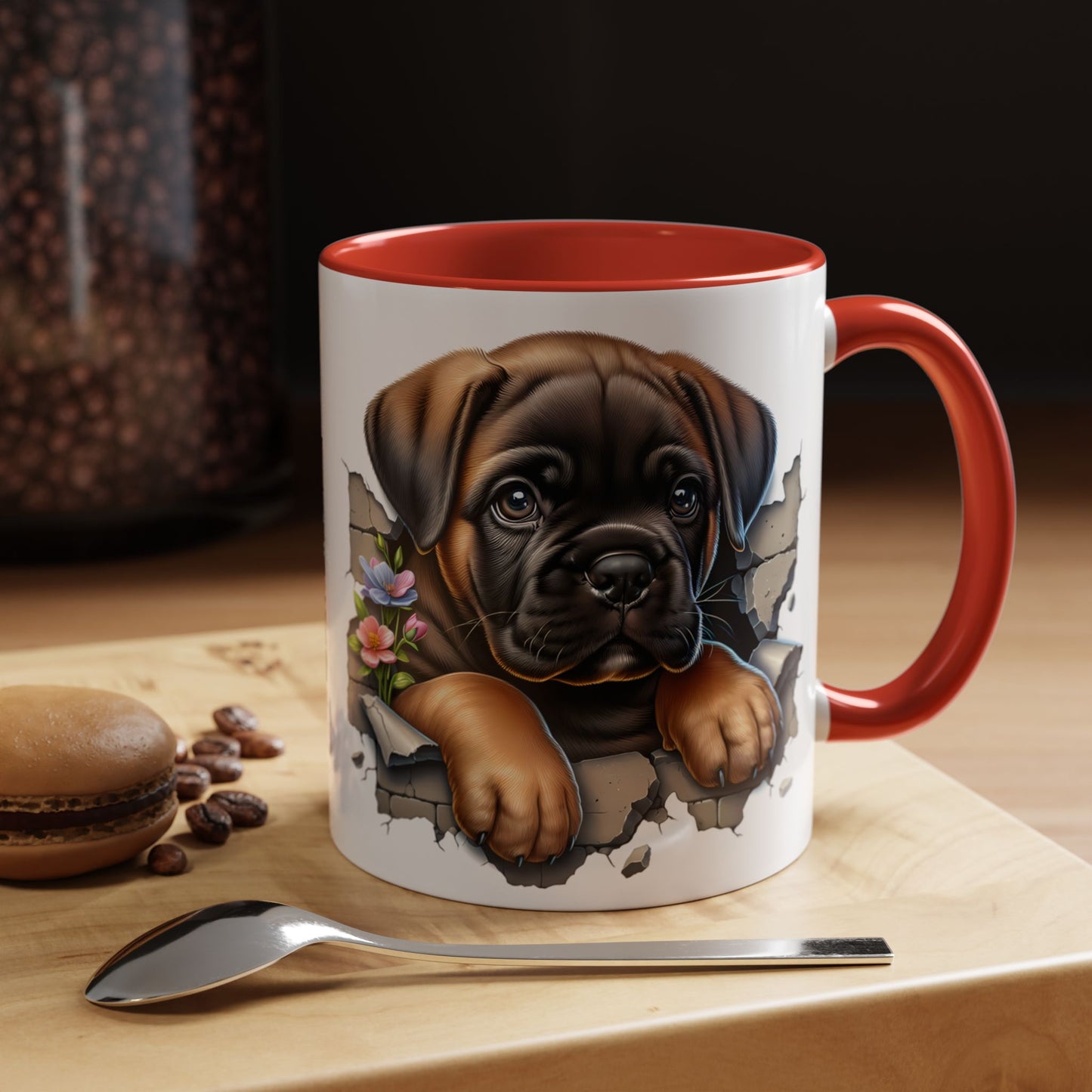 🧡 Boxer Puppy Accent Mug – Adorable Peek-Through Cup for Dog Lovers
