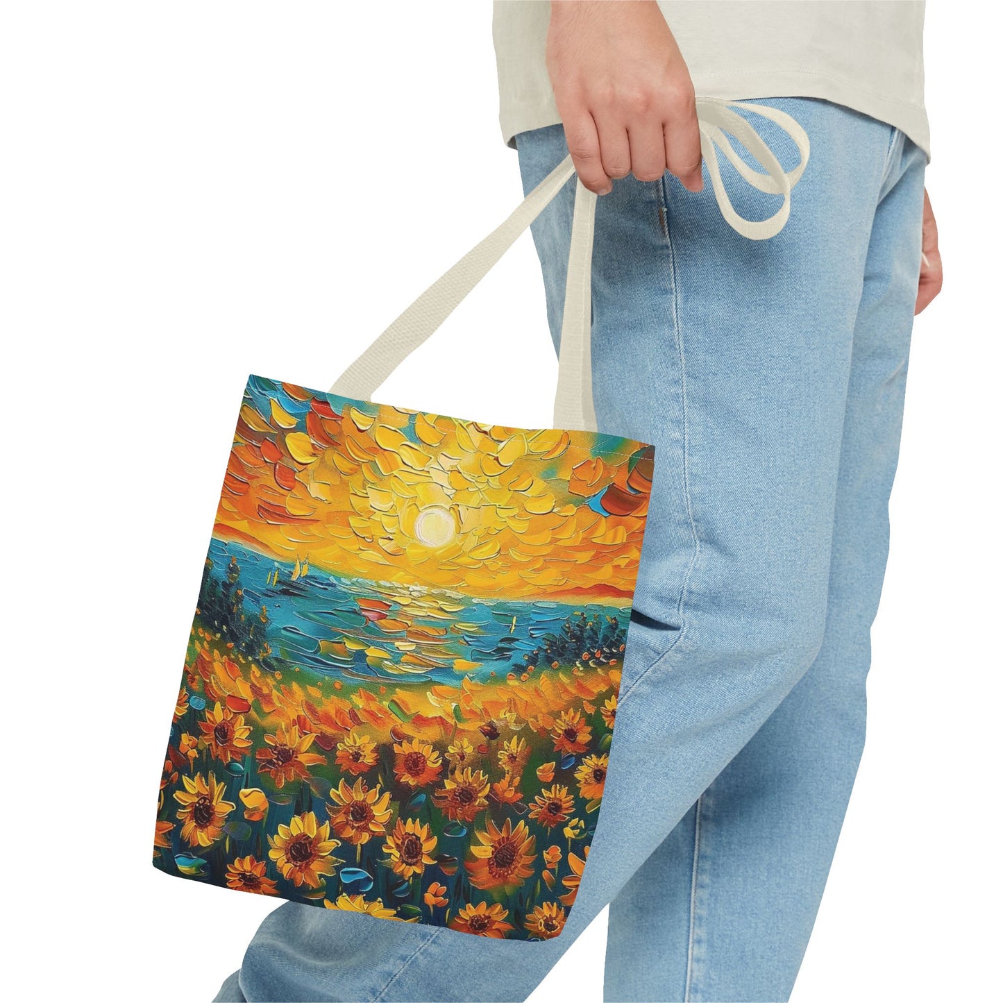 🌻 Girasoles al Atardecer – Bolso Tote Vibrante y Artístico 🌅