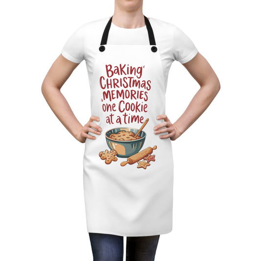 🎄🍪 “Baking Christmas Memories—One Cookie at a Time” Apron – Cozy Kitchen Traditions Start Here