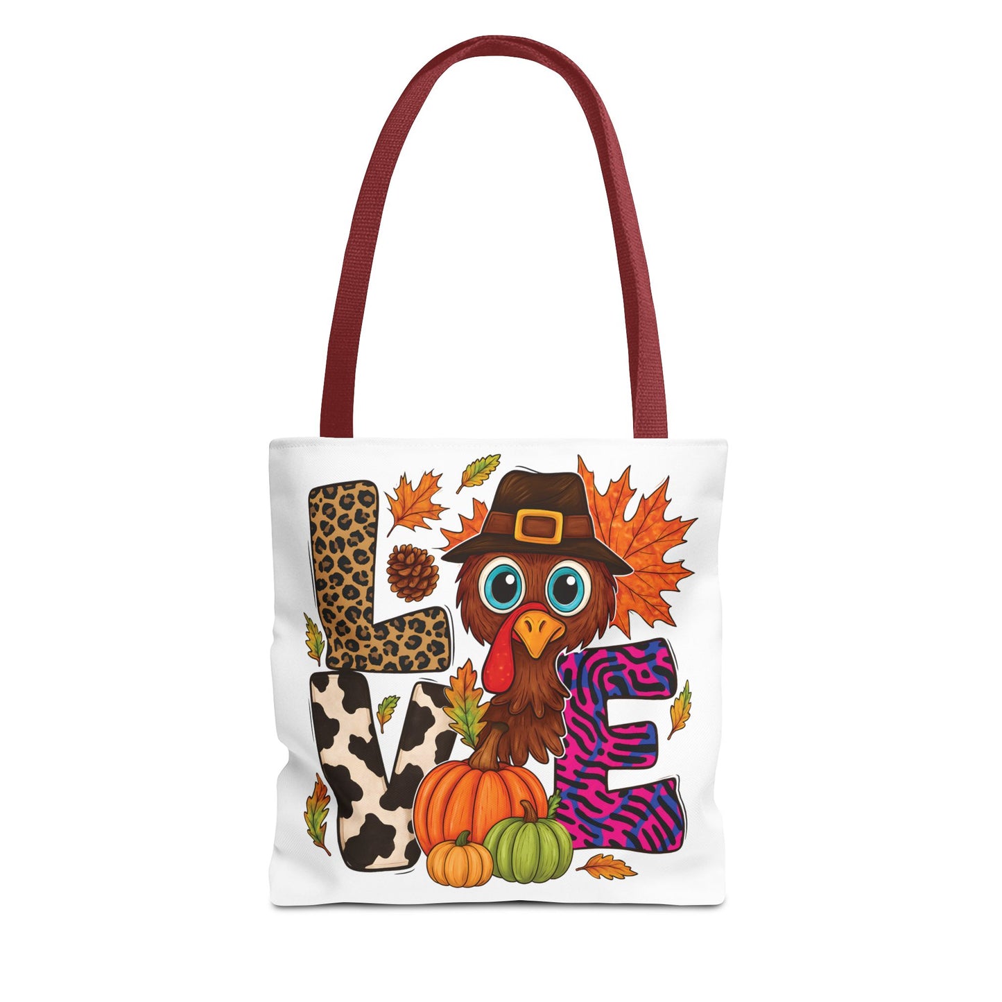 🦃 LOVE Turkey Tote Bag – Wild Prints, Big Eyes & Thanksgiving Fun 🎨