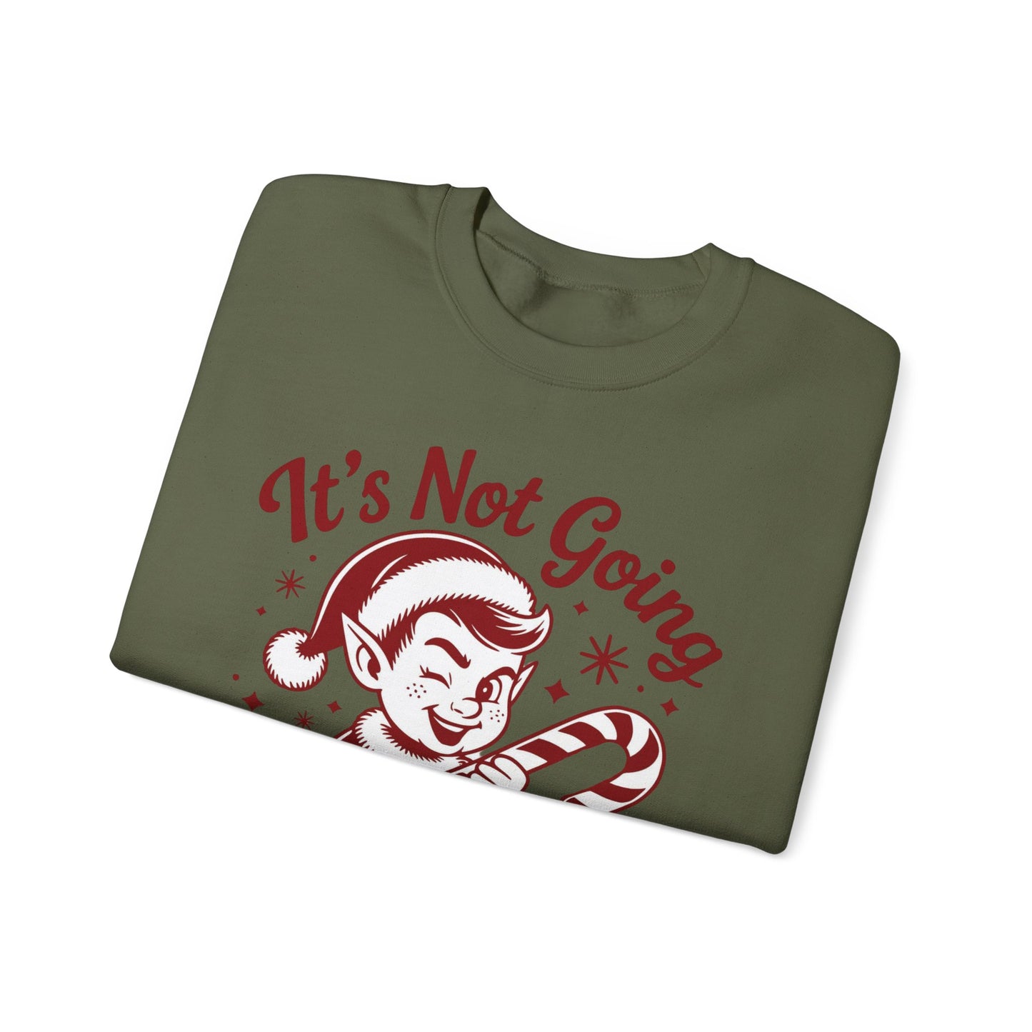 🍭😅 “It’s Not Going To Lick Itself” Men’s Funny Elf Sweatshirt – Bold Candy Cane Humor Crewneck