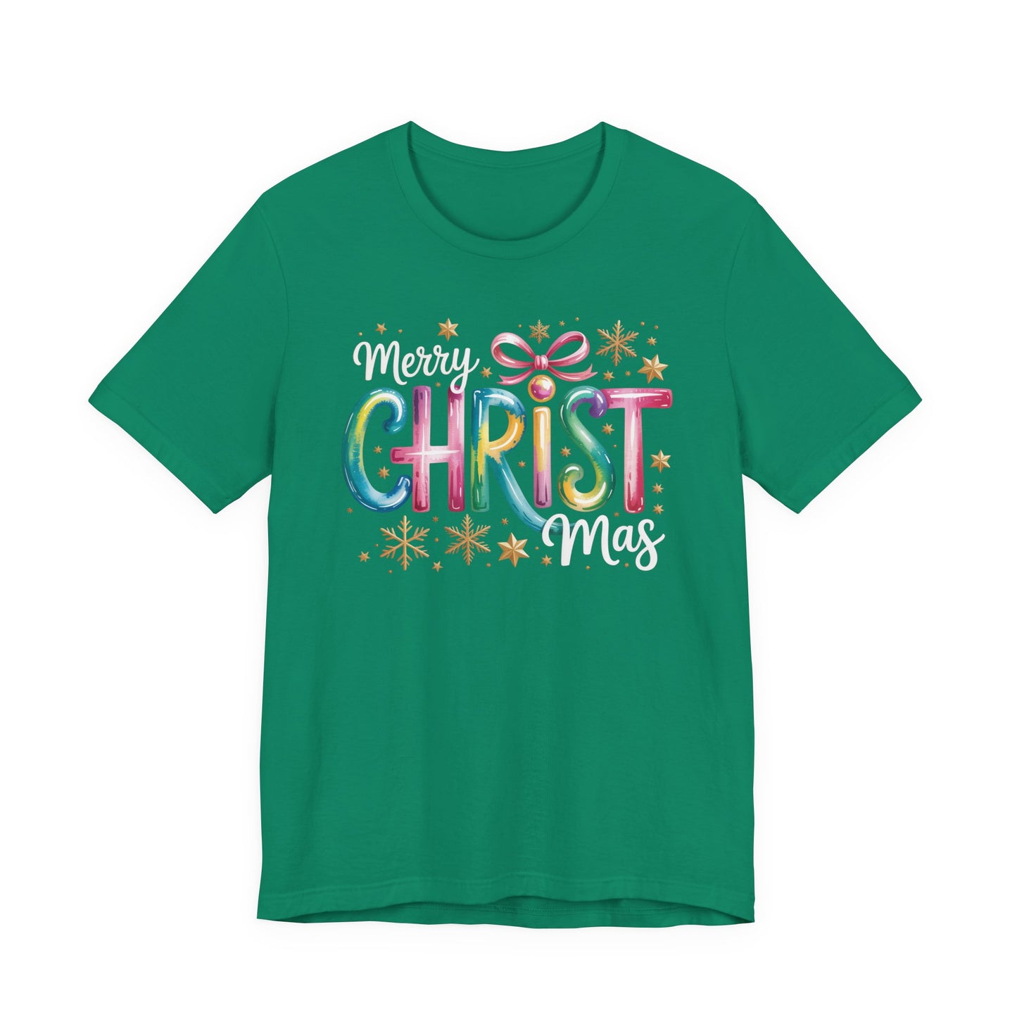 🎄✨ Merry Christmas Glow Lettering T-Shirt – Festive & Bright Holiday Style 🎁🌟