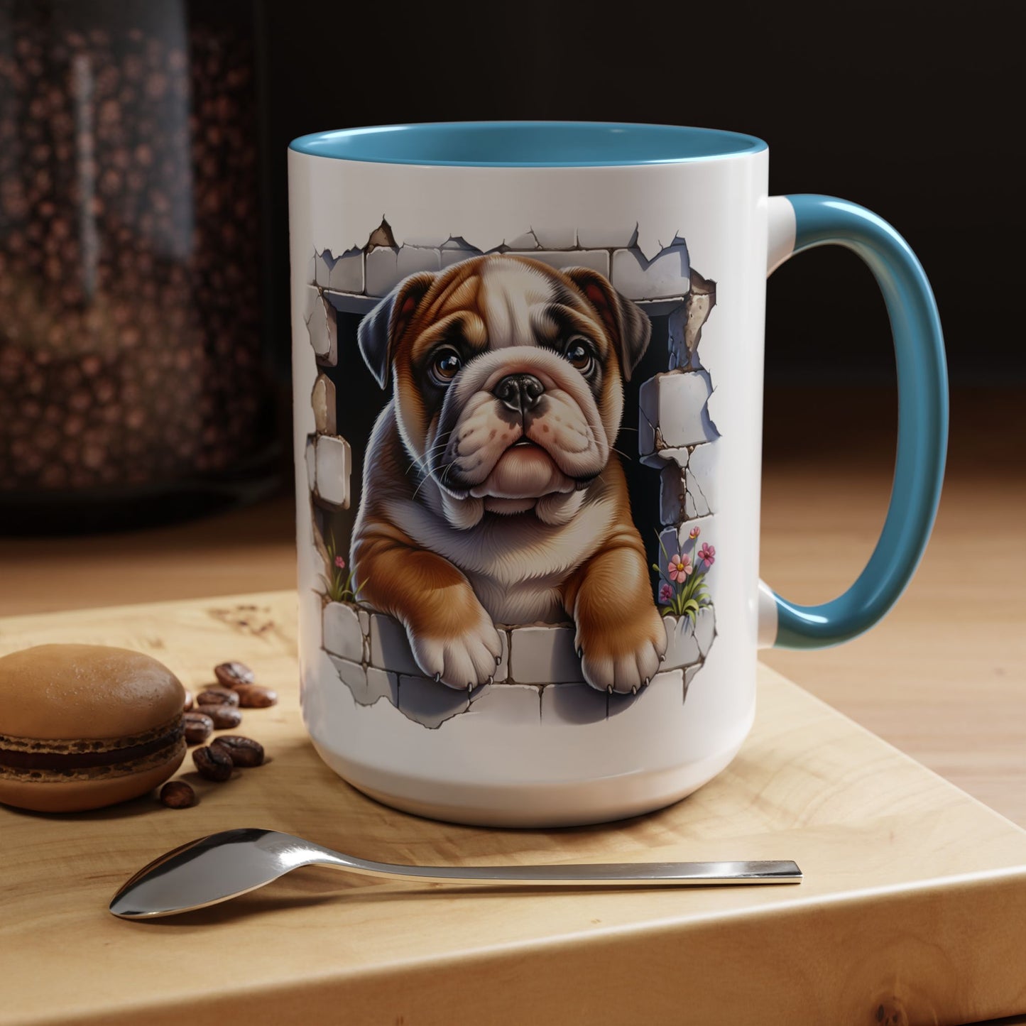 🐶☕ English Bulldog Puppy Accent Mug – Adorable Breakthrough Pup Design ✨rs (11/15oz)