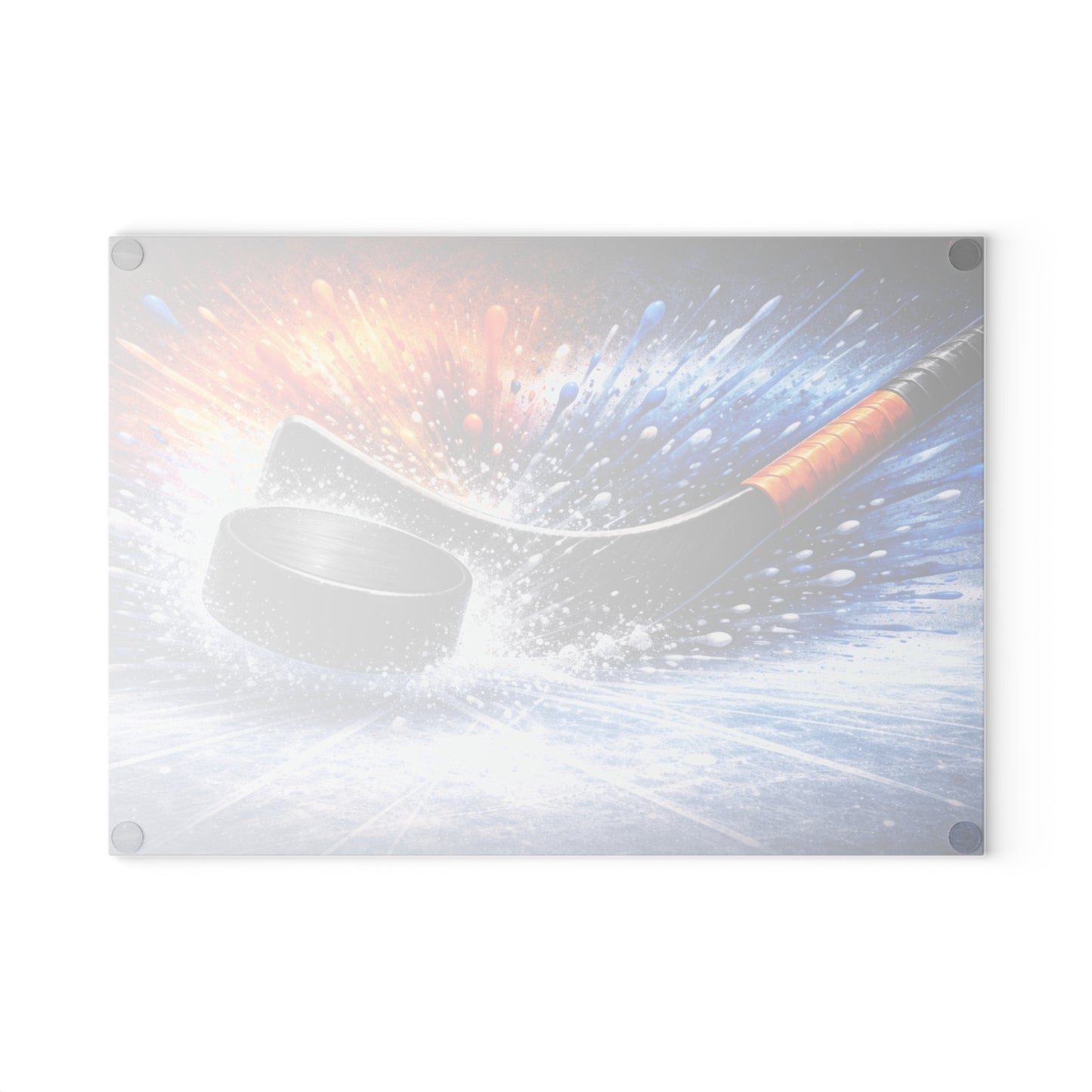 Hockey Stick and Puck Glass Cutting Board – Color Splash Ice Hockey Sports Artwork