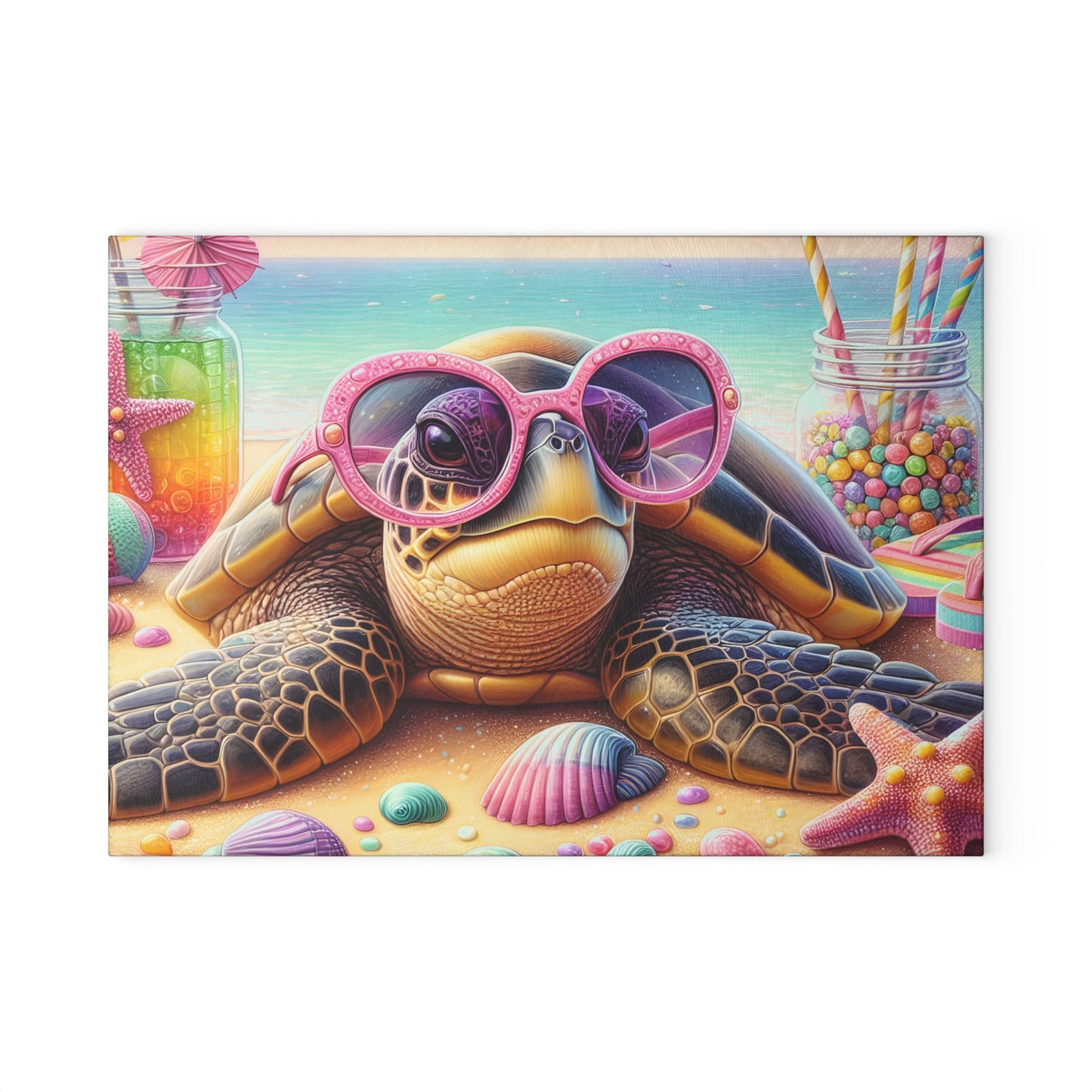 🐢 Fun Beach Turtle Cutting Board – Coastal Vibes with a Pop of Pink 🌴