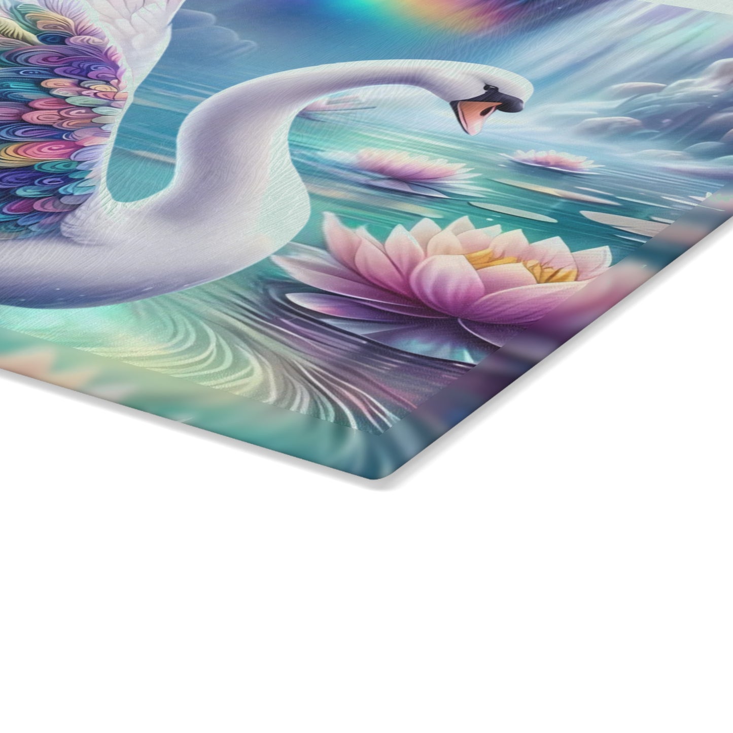 Swan Glass Cutting Board – Elegant Kitchen Decor | Tempered Glass Serving Board with Graceful Bird Design