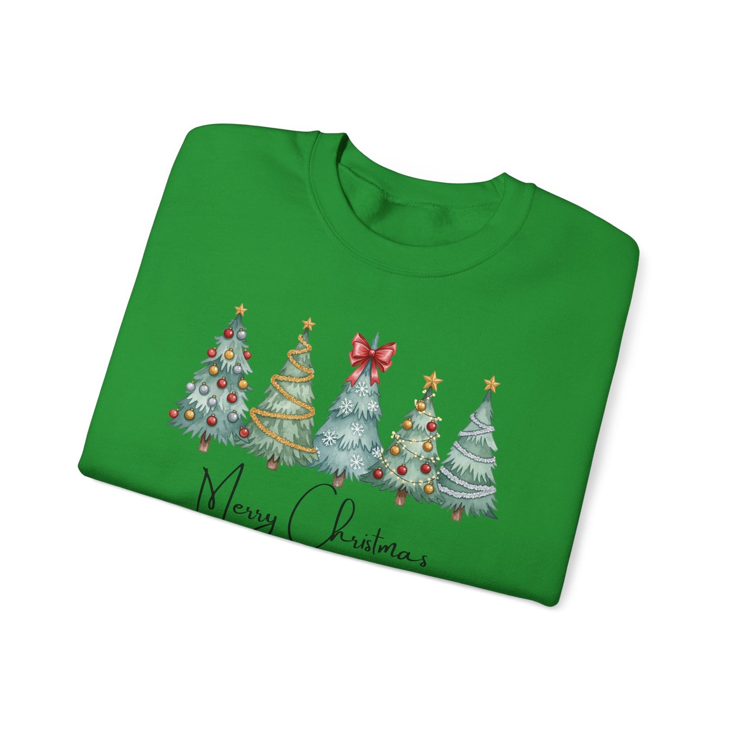 🎄✨ Merry Christmas Trees Sweatshirt – Bold Patterns & Festive Cheer