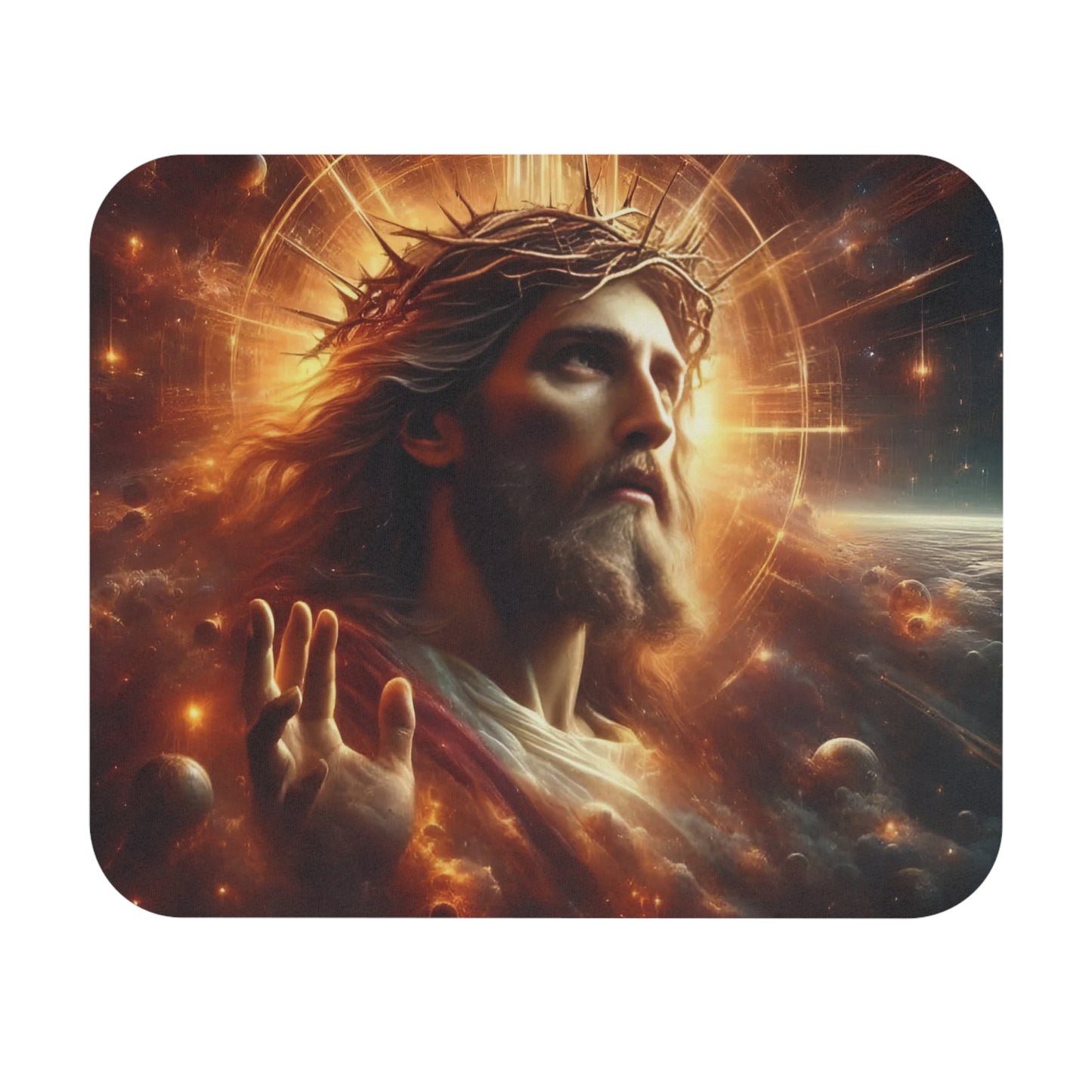 🖱️✨ Jesus Christ Radiant Glory Mouse Pad – Inspiring Faith Desk Accessory