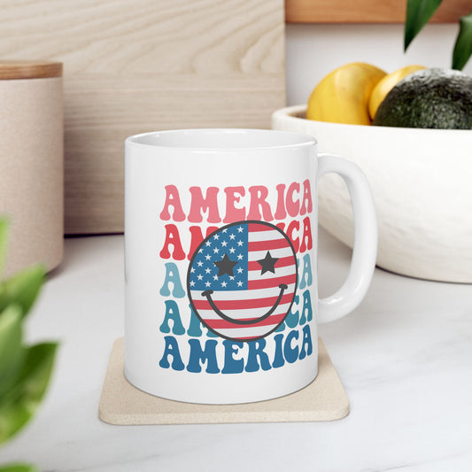 Taza con cara sonriente de EE. UU.: ¡Celebra el patriotismo con estilo y diversión!