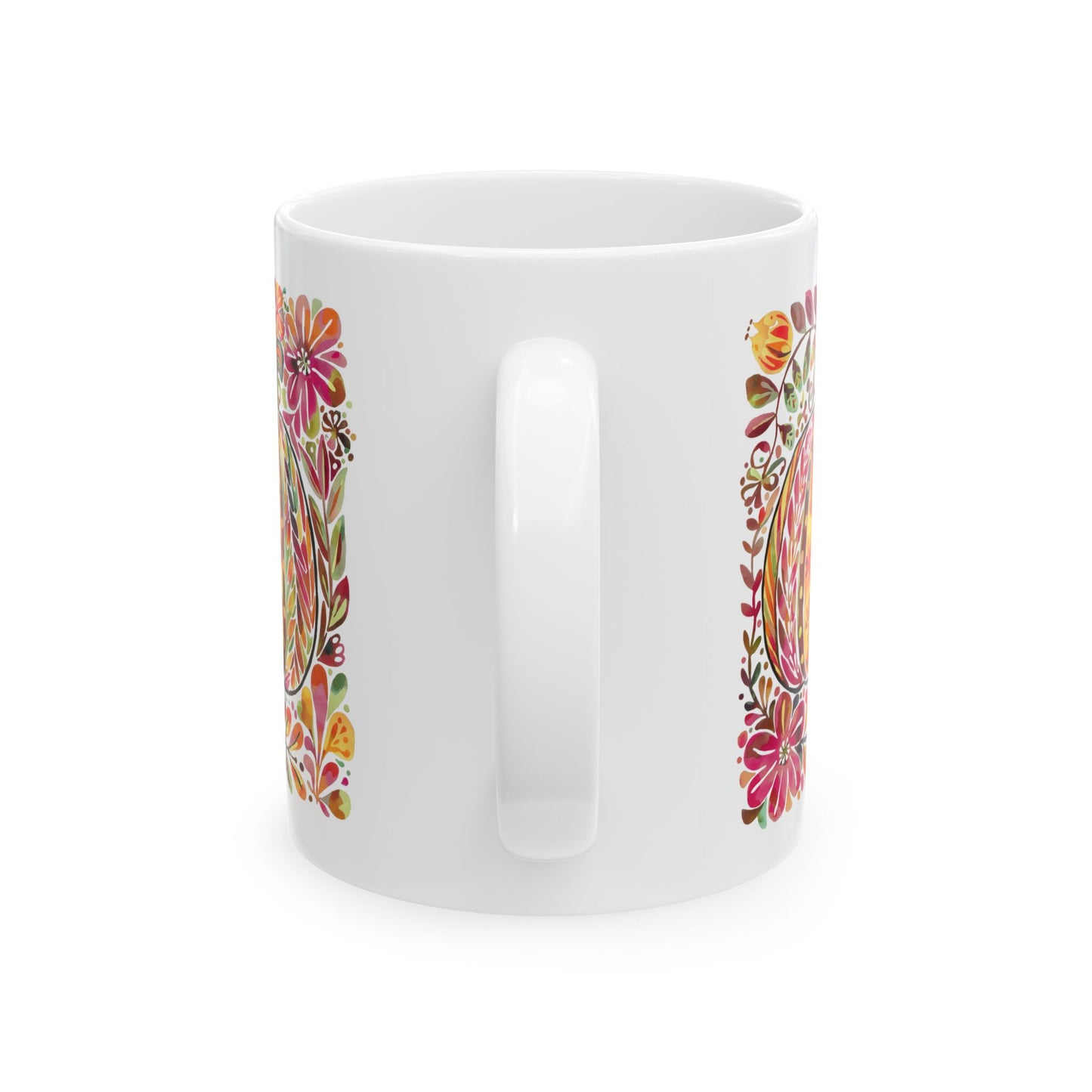 🎃🌸 Floral Pumpkin Mug – Autumn Harvest Coffee Cup 🍂☕