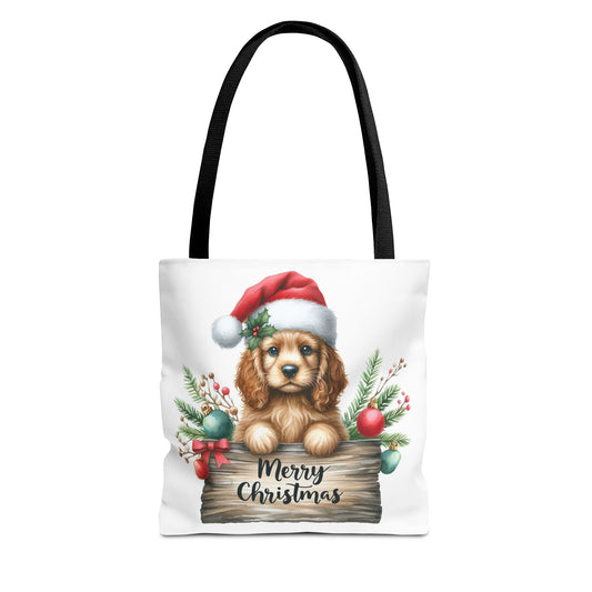 🐶 Cocker Spaniel “Merry Christmas” Tote Bag – Cozy Holiday Charm in Every Stitch 🎄