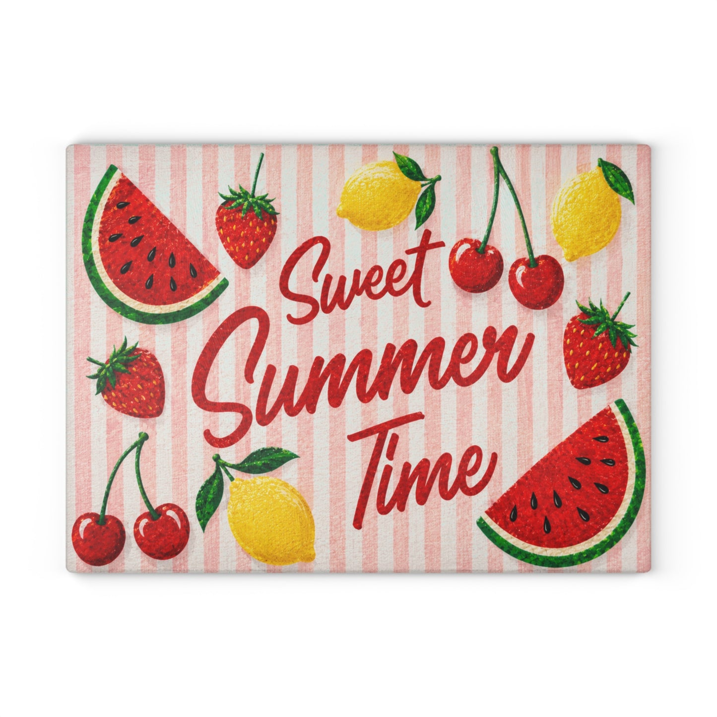 Watermelon Berry Delight Glass Cutting Board – Colorful Summer Kitchen Decor