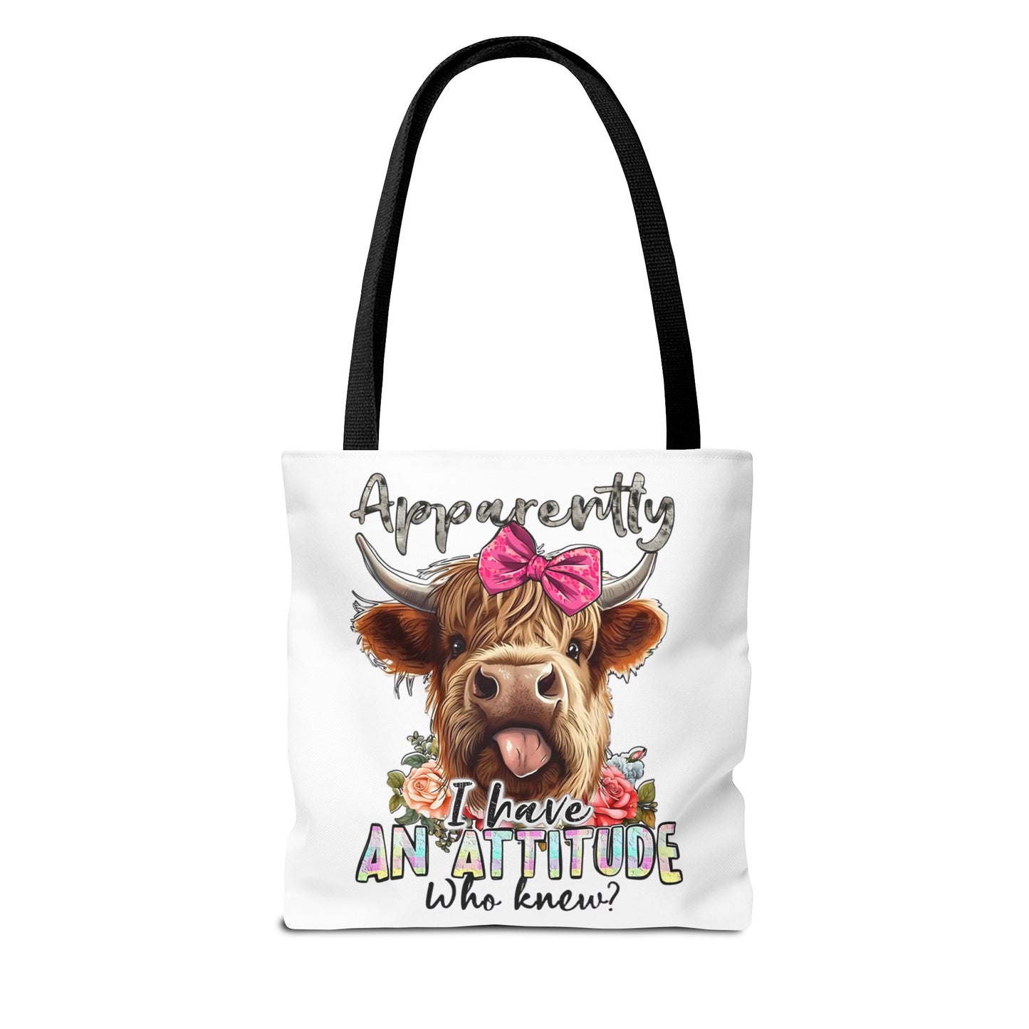 🐄 Al parecer, tengo actitud: bolso tote Sassy Cow con lazo rosa 🌸
