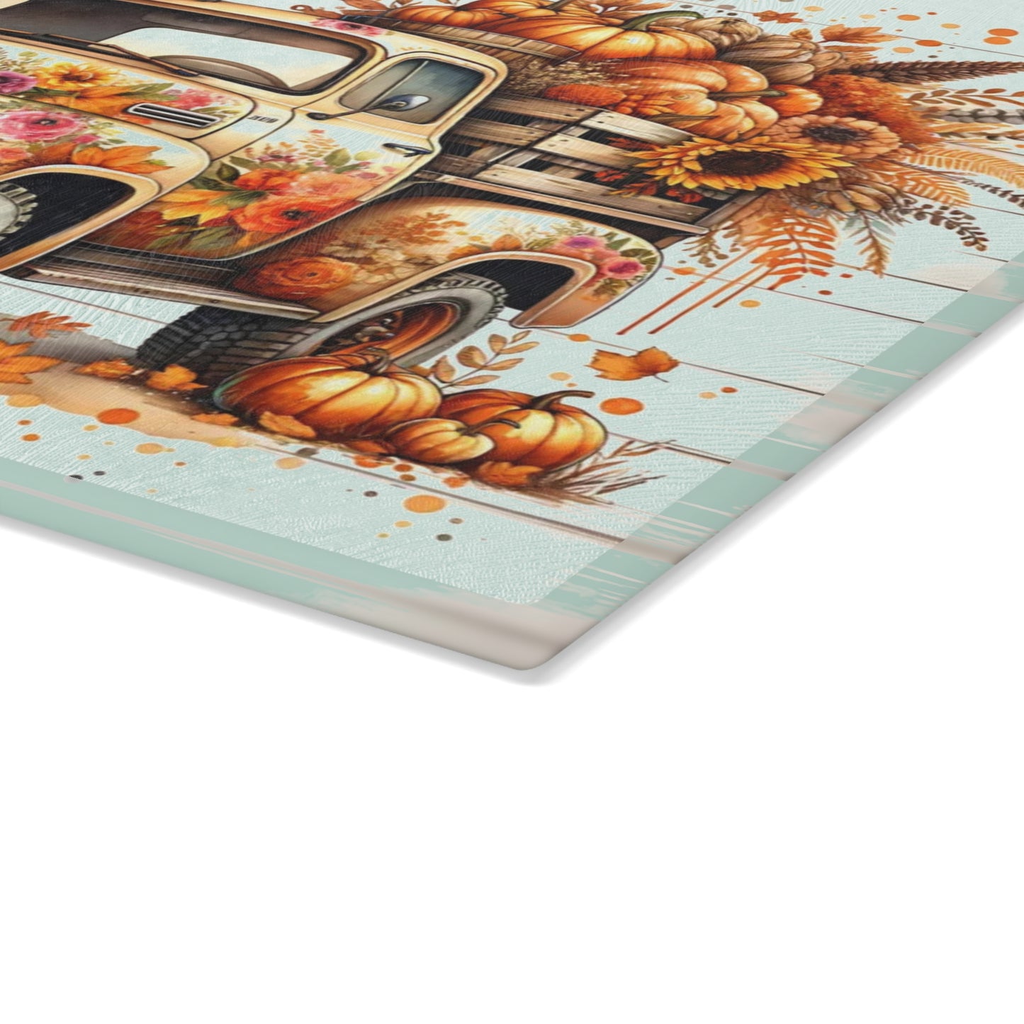 🍂🚜 Hello Fall Truck Cutting Board – Rustic Farmhouse Charm with Pumpkins & Sunflowers 🌻🐓