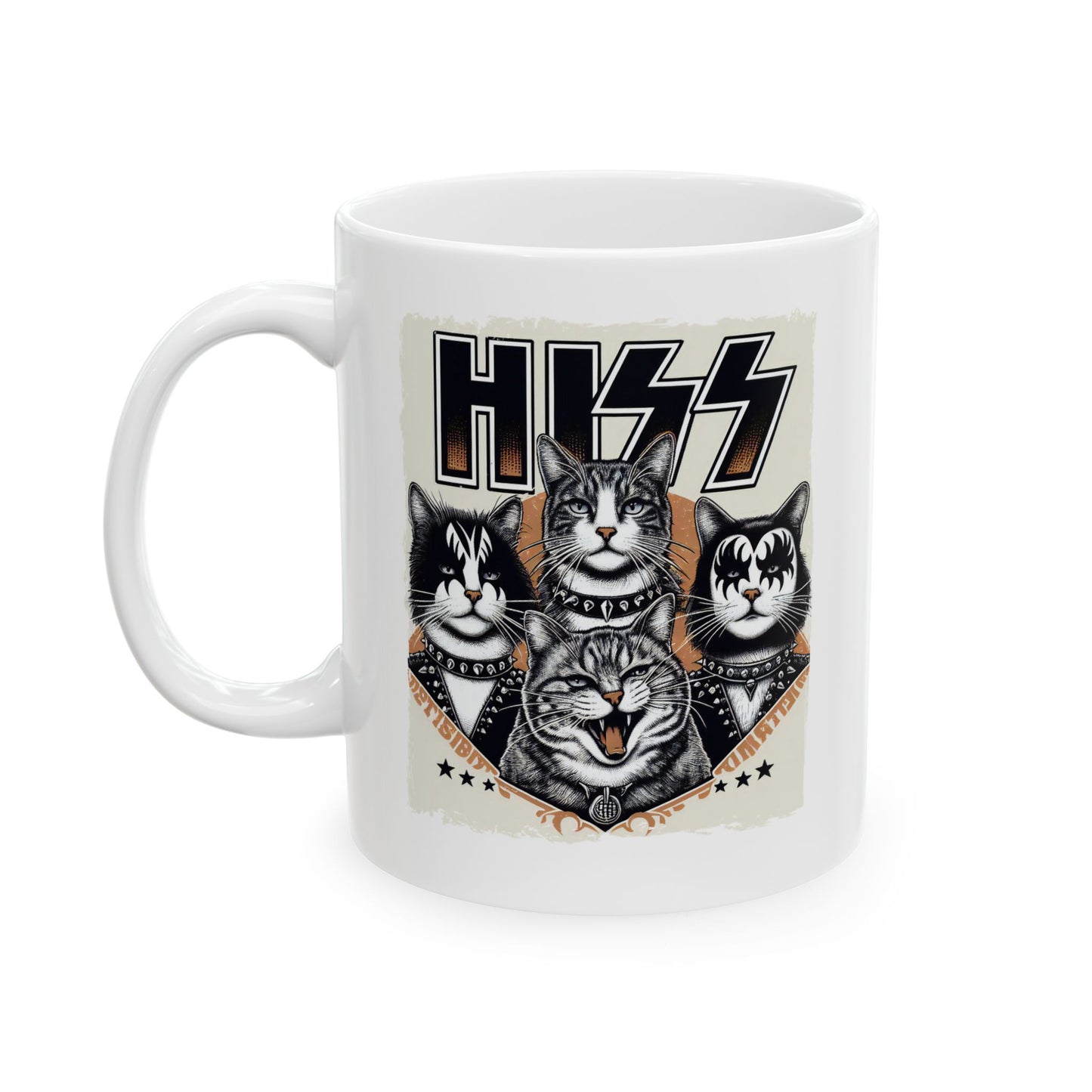 🎸🐾 "HISS" Rock Band Cat Mug – Purrfectly Loud, Proud & Hilarious 🐾🎸