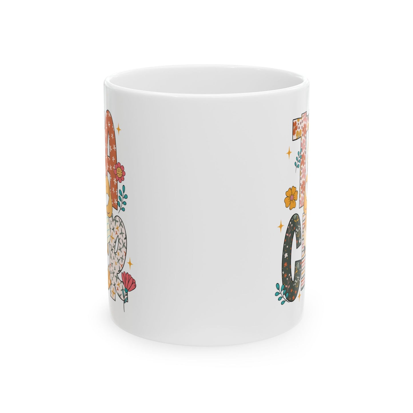 🍎 Teacher Floral Mug – Retro Vibes & Classroom Style in Every Sip 🌼