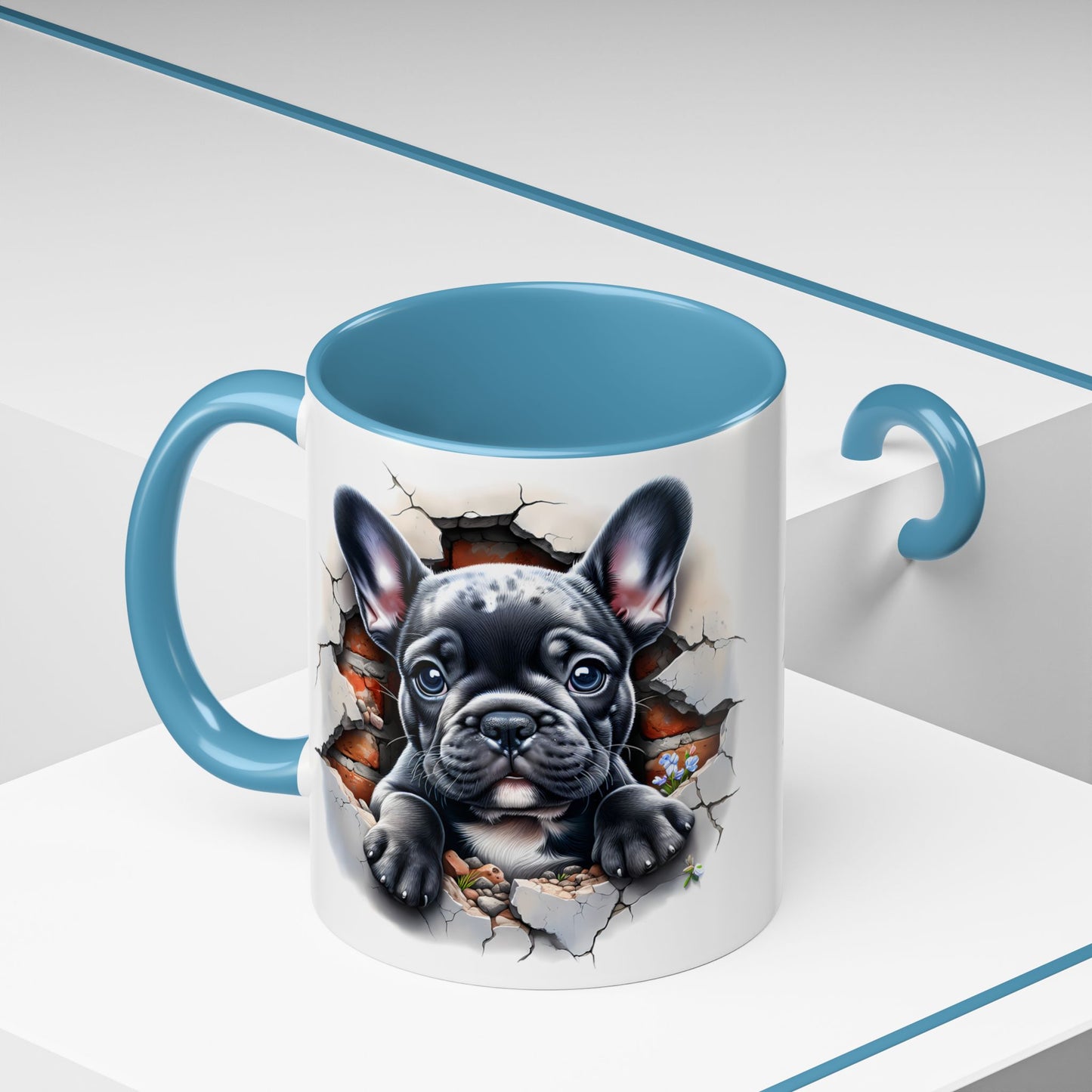 🐾🖤 Black French Bulldog Puppy Accent Mug – Cute Peek-Through Cup for Dog Lovers ☕✨