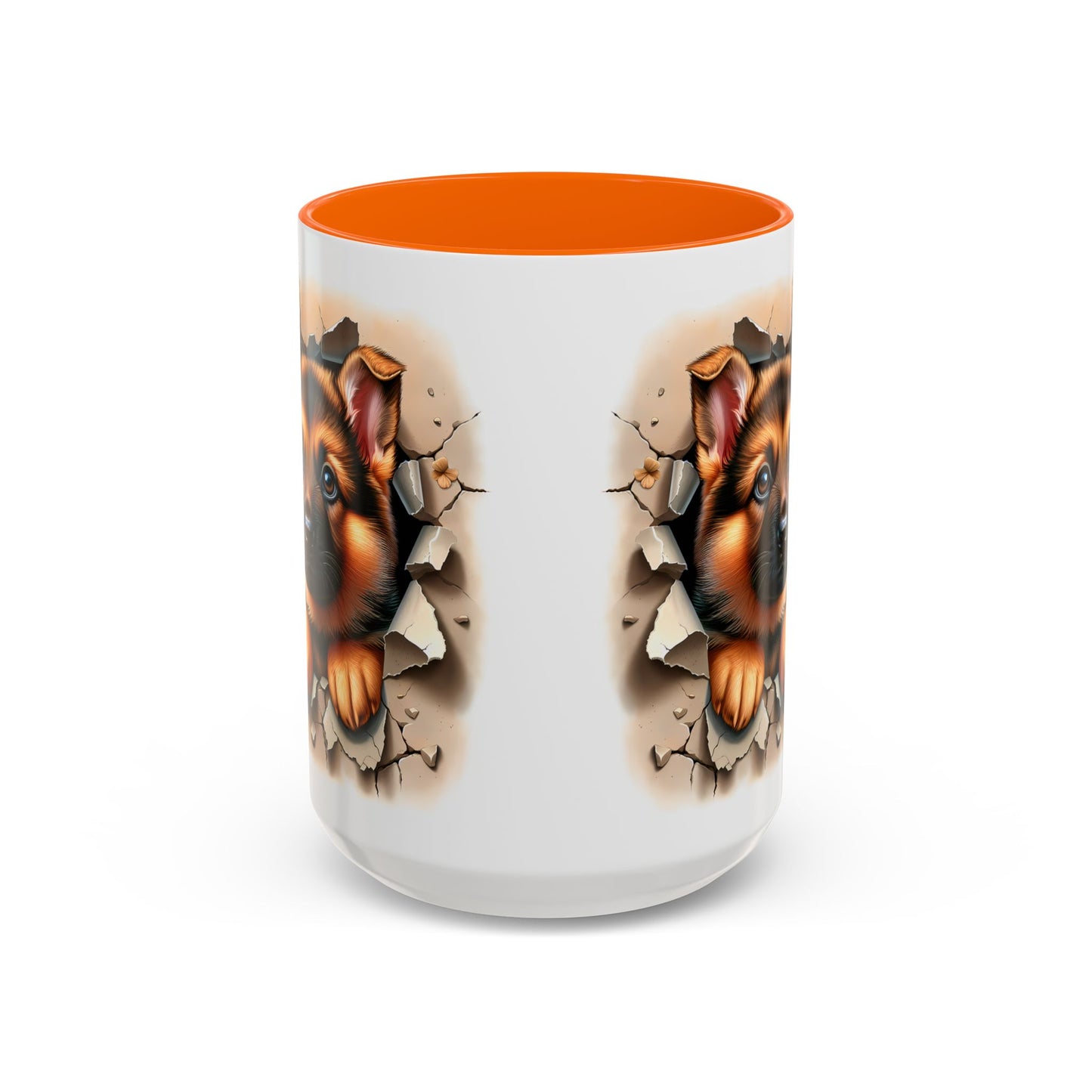 🐾☕ German Shepherd Puppy Peek Accent Mug – Loyal Pup Lover Gift ✨🖤