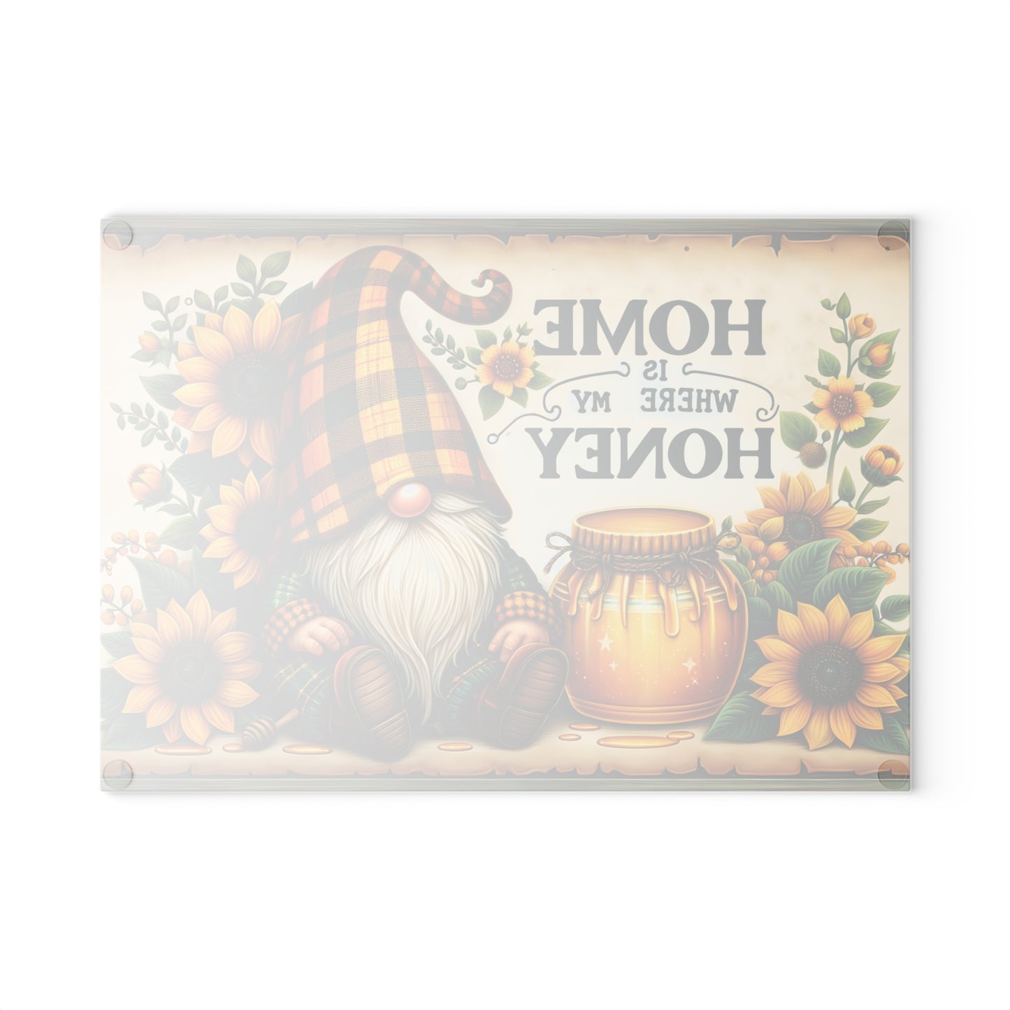 🌻🍯 “Home Is Where My Honey” Sunflower Gnome Cutting Board – Warm Country Charm for Your Kitchen
