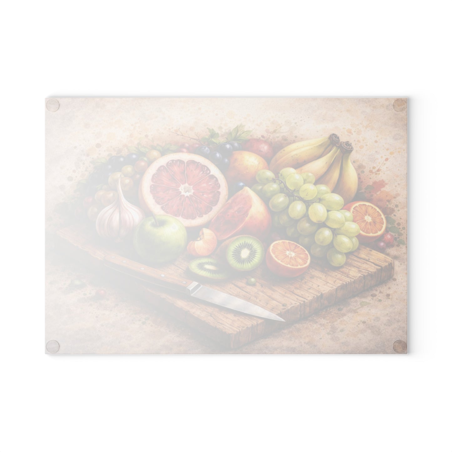 Rustic Fruit Harvest Glass Cutting Board – Vintage Farmhouse Kitchen Art